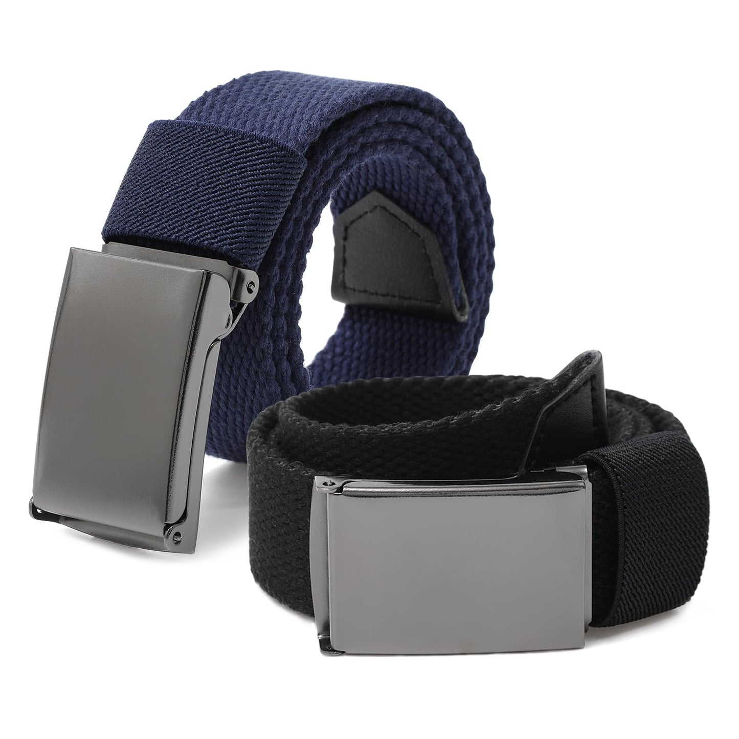 AWAYTR Boys Canvas Web Belts - 2PCS School Uniform Cotton Strap Belt Adjustable in Four Sizes Suitable for Girls