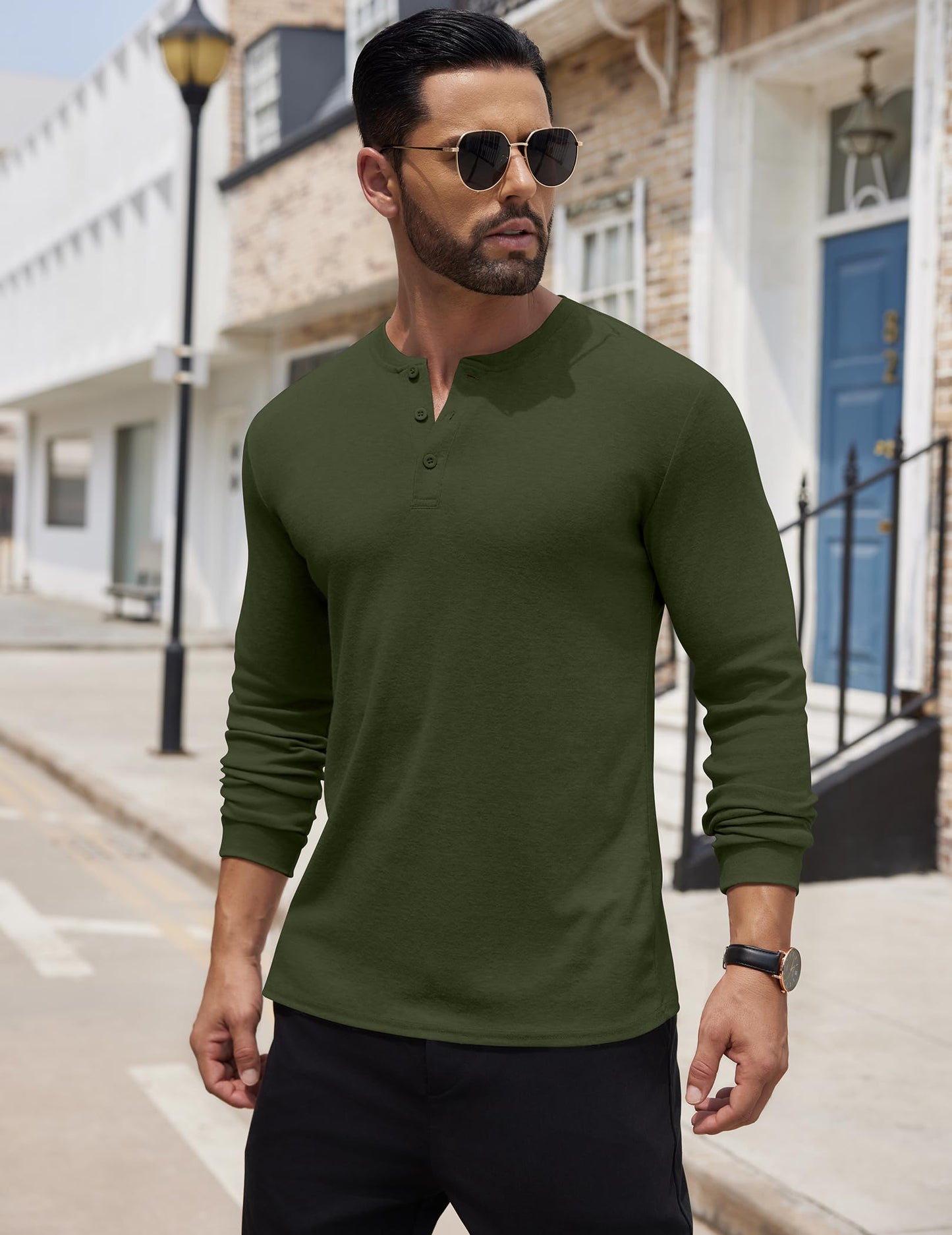 COOFANDY Men's Henley Shirts Long Sleeve Button T-Shirt Lightweight Fashion Casual Pullover Shirt