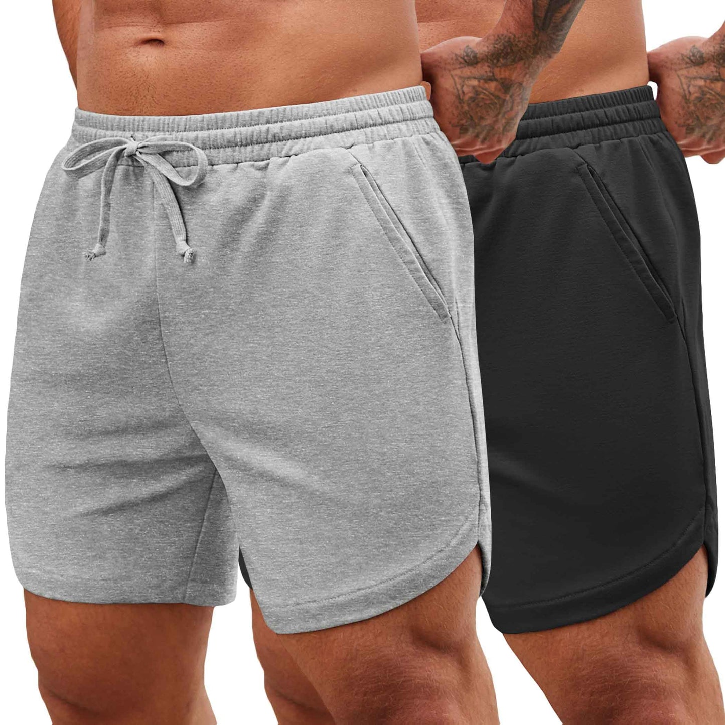 COOFANDY Mens 2 Pack Gym Workout Shorts Muscle Fit Lightweight Training Pants Bodybuilding Sports Jogger with Pockets