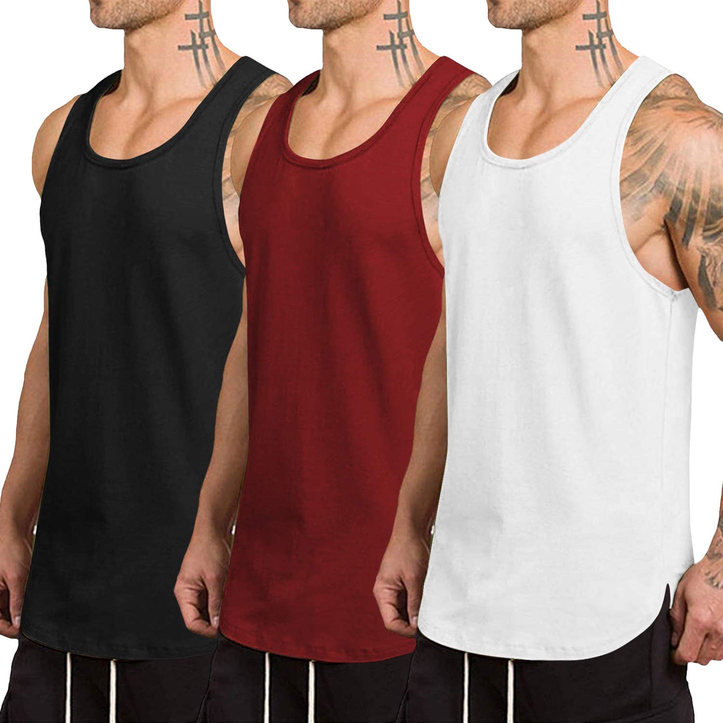 COOFANDY Men's 3 Pack Quick Dry Workout Tank Top Gym Muscle Tee Fitness Bodybuilding Sleeveless T Shirt