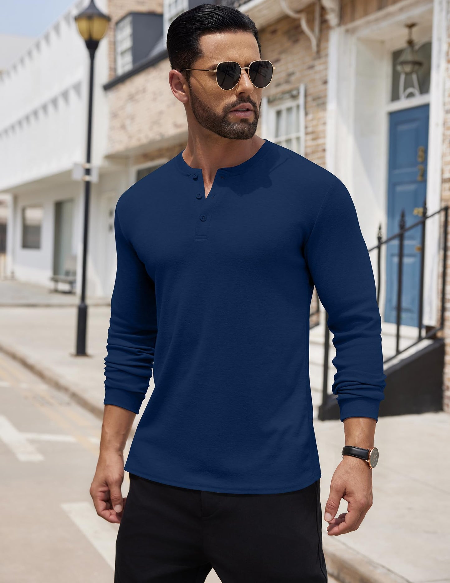 COOFANDY Men's Henley Shirts Long Sleeve Button T-Shirt Lightweight Fashion Casual Pullover Shirt