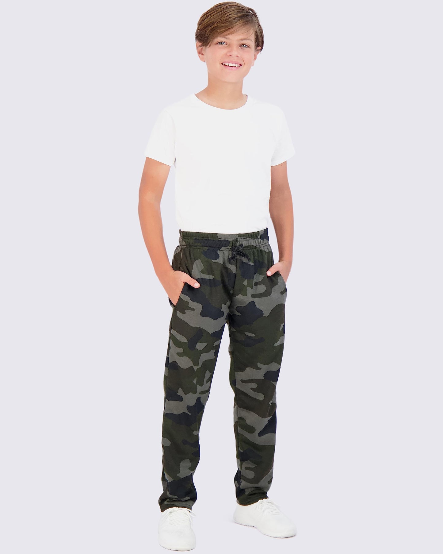 Real Essentials 3 Pack: Boys' Tech Fleece Open Bottom Sweatpants with Pockets