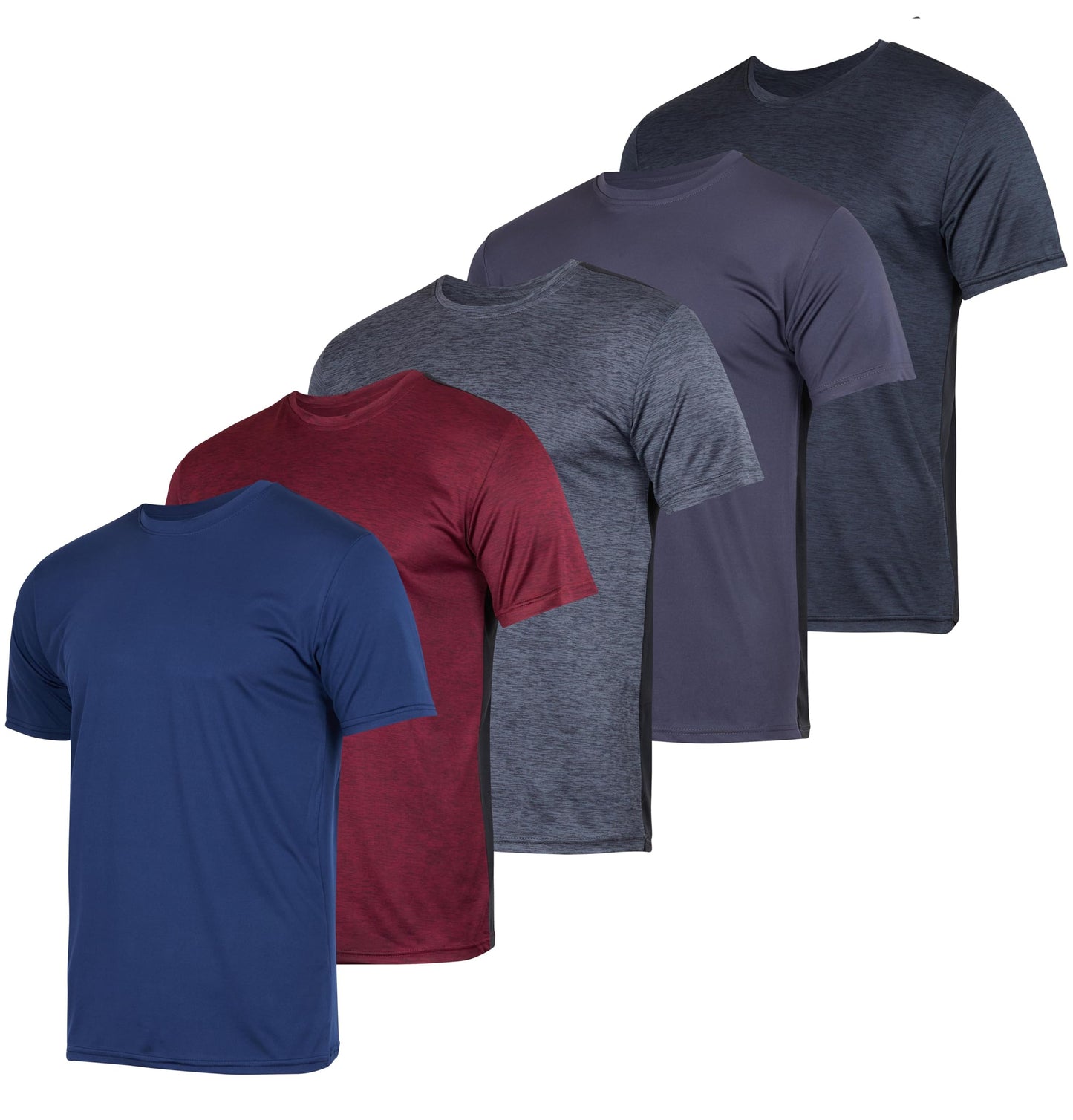 Real Essentials 5 Pack: Youth Dry-Fit Wicking Active Athletic Performance Short Sleeve T-Shirt Boys & Girls Shirts