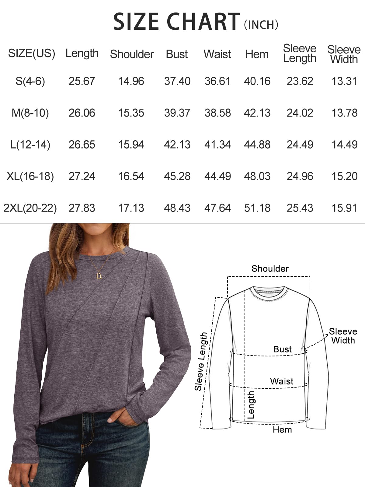 AUTOMET Womens Long Sleeve Shirts Pleated Crew Neck Casual Fall Fashion Tops Loose Fit Lightweight Girls Outfits Clothes