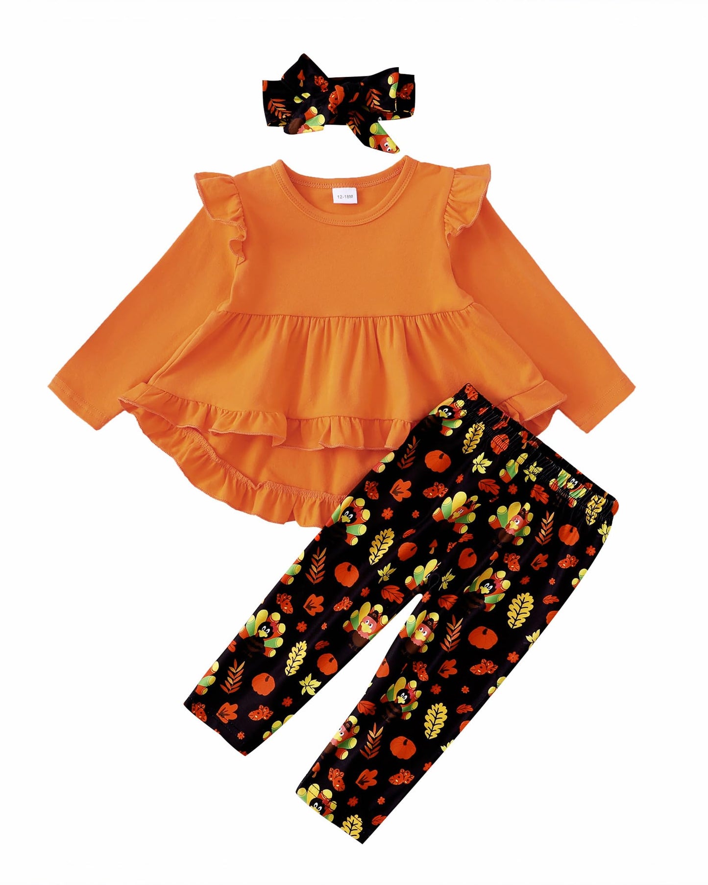 Kucnuzki Baby Girl Clothes Toddler Girl Outfit Ruffle Sleeve Shirt Floral Pant Set Fall Winter Clothing for Girl