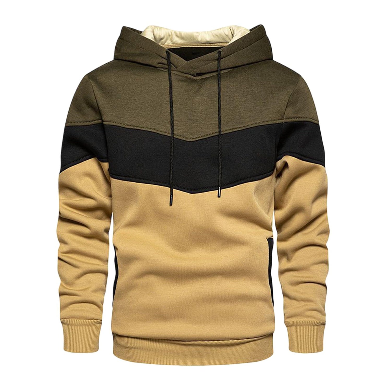 Mens Sweatshirts Trendy Color Block Hoodies Teen Boys Running Workout Pullover 2024 Fall Casual Clothing Fleece Lined