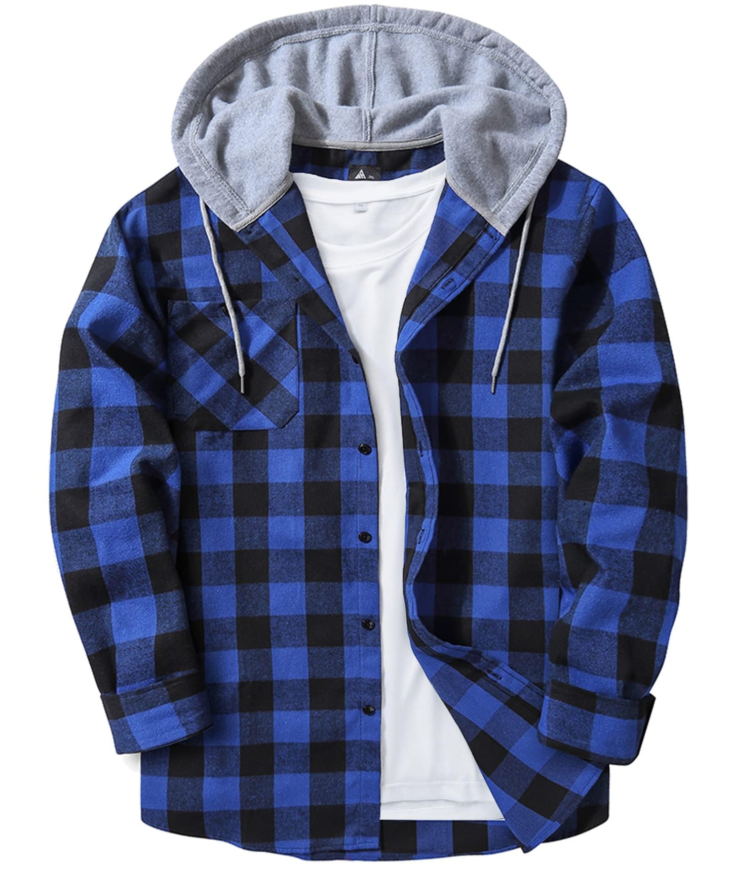 ZITY Men's Flannel Hoodie Shirts Casual Button Down Plaid Shirt Jackets for Men Long Sleeve Stylish Hooded with Pocket