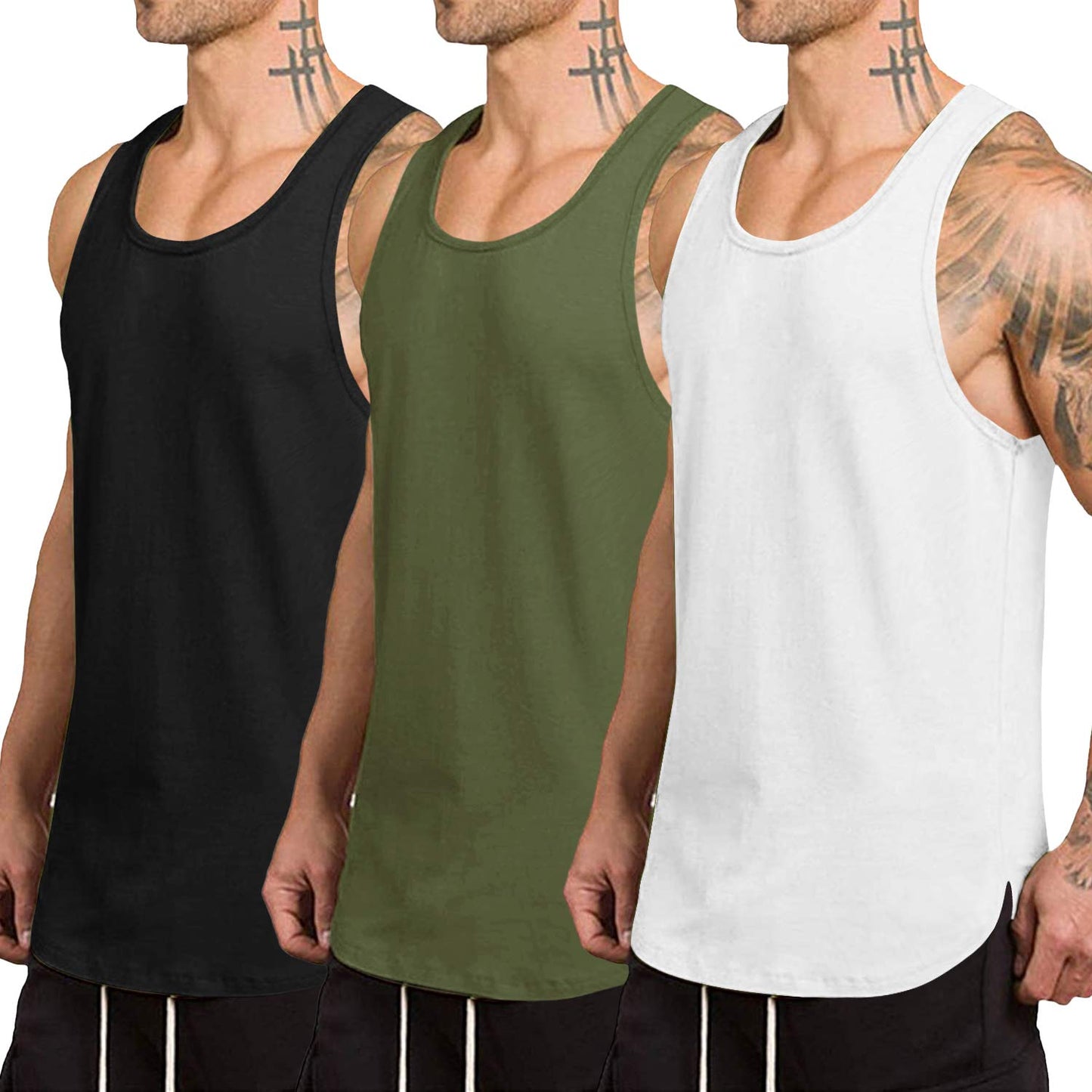 COOFANDY Men's 3 Pack Quick Dry Workout Tank Top Gym Muscle Tee Fitness Bodybuilding Sleeveless T Shirt