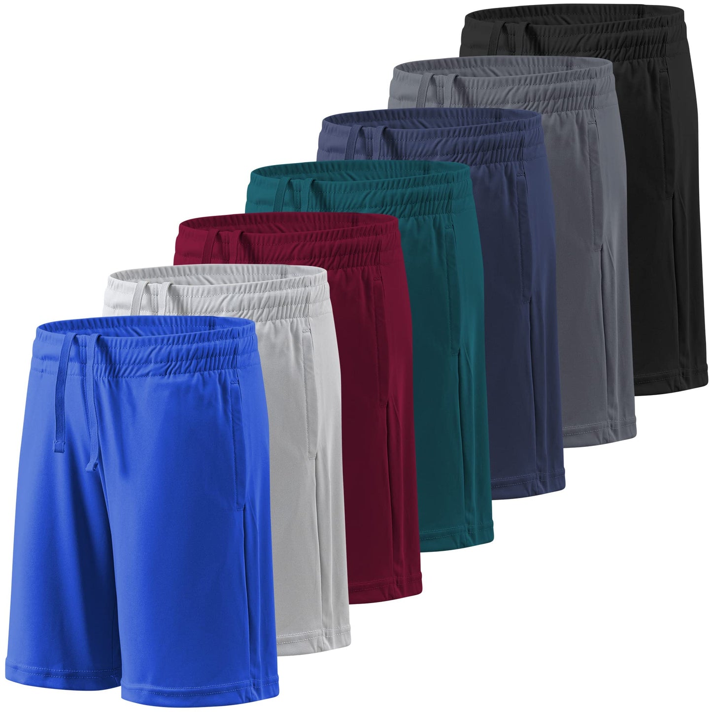 BALENNZ Boy's 5-Pack Athletic Shorts Kids Youth Quick Dry Active Performance Basketball Shorts with Pockets Elastic Waistband