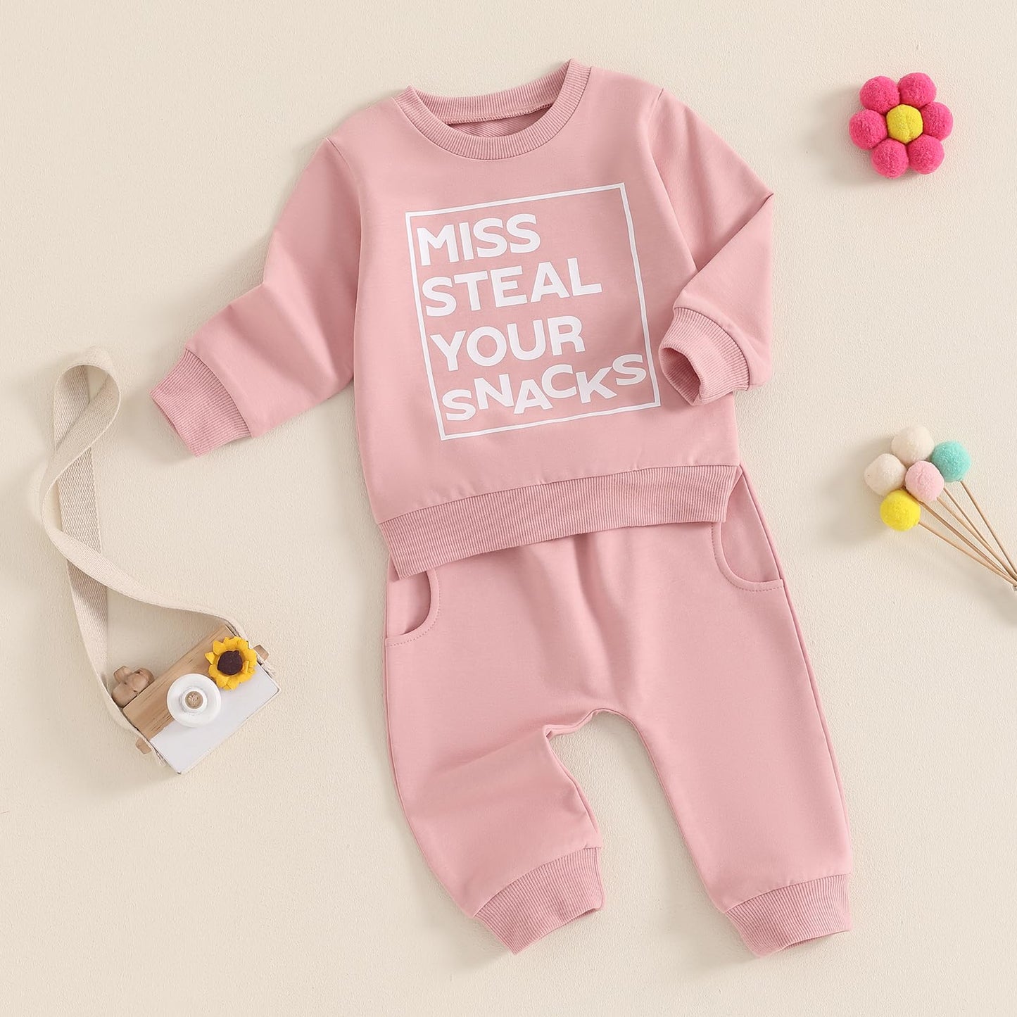 Toddler Baby Girl Fall Winter Outfit Letter Print Long Sleeve Sweatshirts and Stretch Pants Infant Girl Clothes