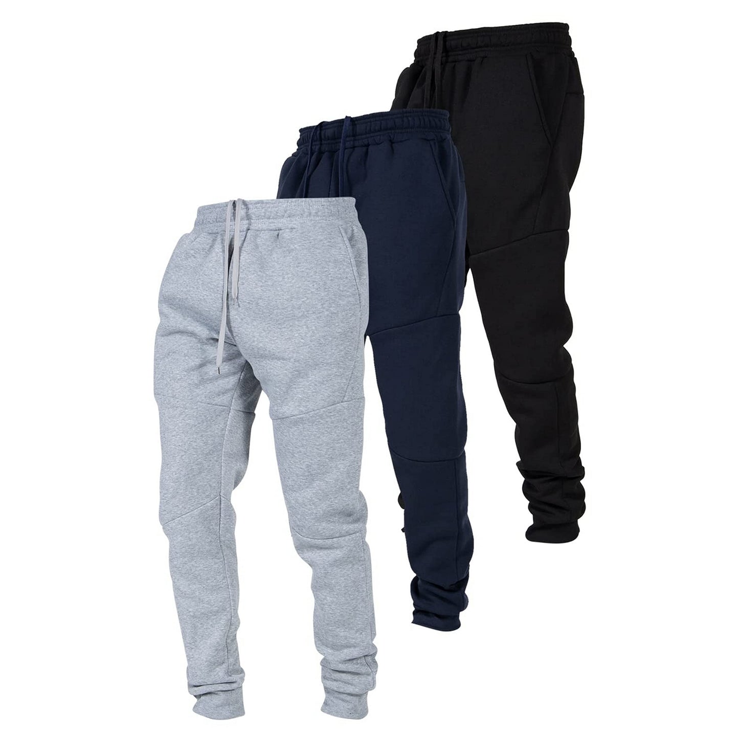 Ultra Performance 3 Pack Fleece Active Tech Joggers for Men, Mens Sweatpants with Zipper Pockets