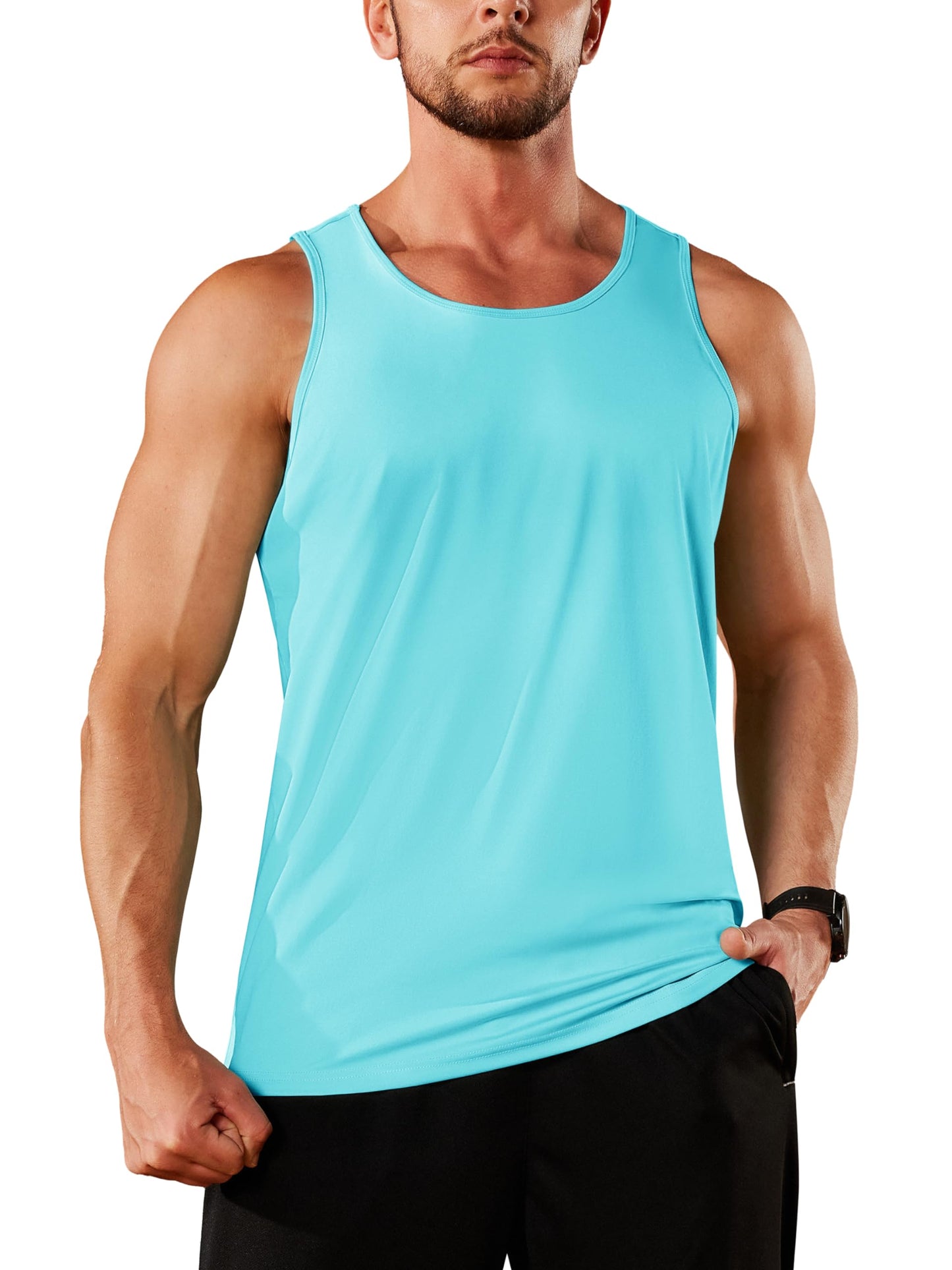 TACVASEN Men's Workout Tank Top Gym Muscle Athletic Summer Swim Sleeveless Shirts UPF 50+ Sun Beach Quick Dry