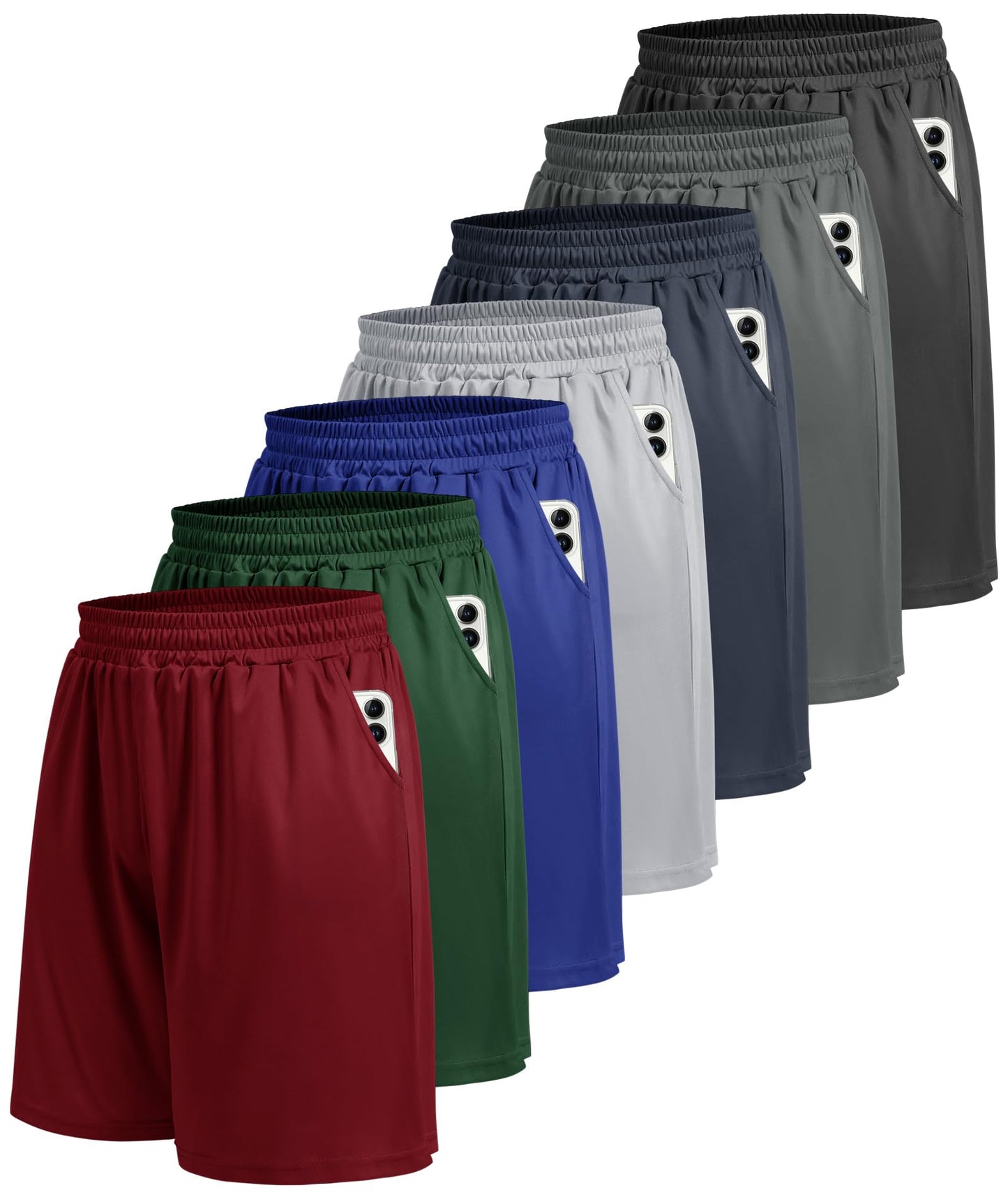 5 Pack Athletic Gym Mens Shorts - Workout Black Quick Dry Basketball Shorts with Pockets for Running Casual Activewear