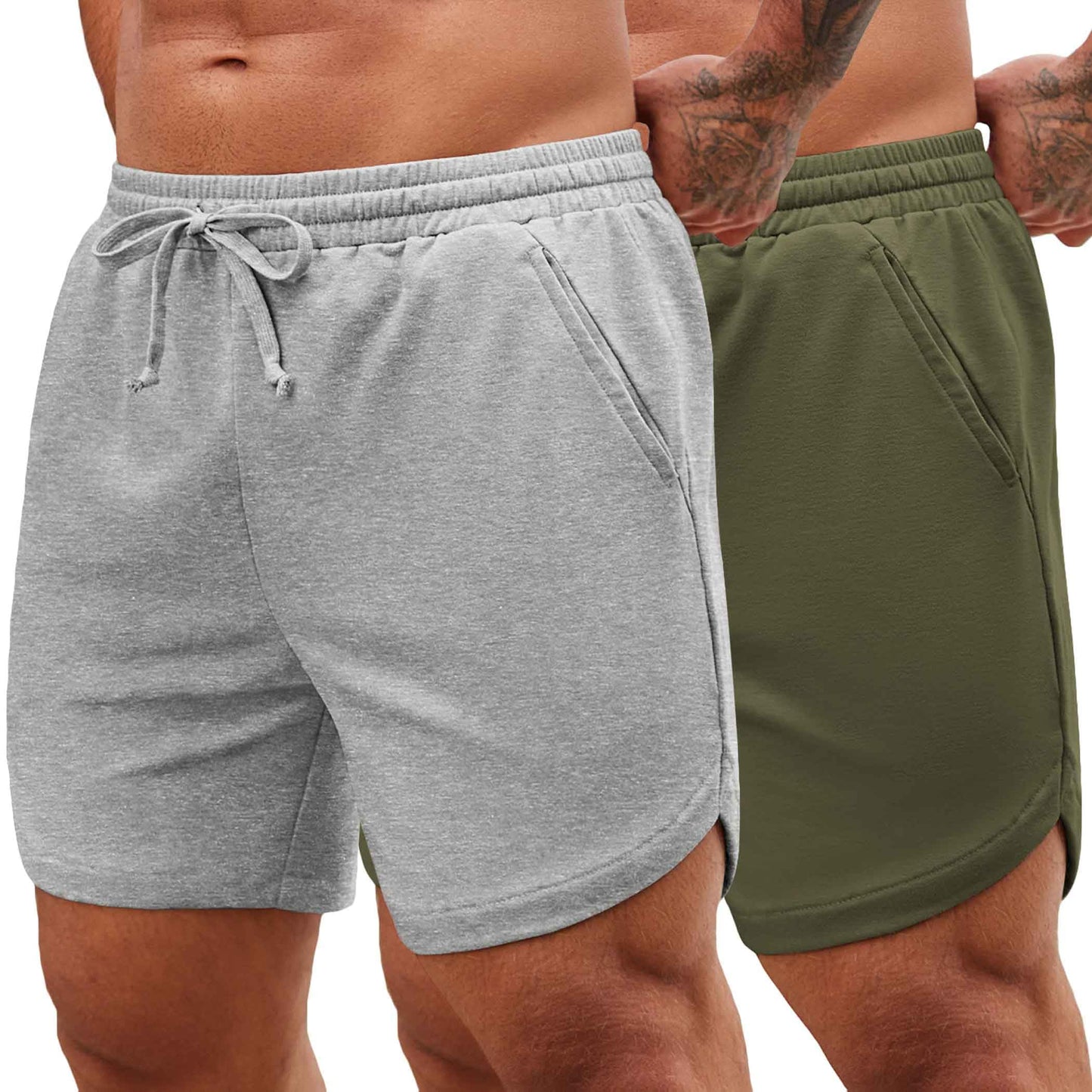 COOFANDY Mens 2 Pack Gym Workout Shorts Muscle Fit Lightweight Training Pants Bodybuilding Sports Jogger with Pockets