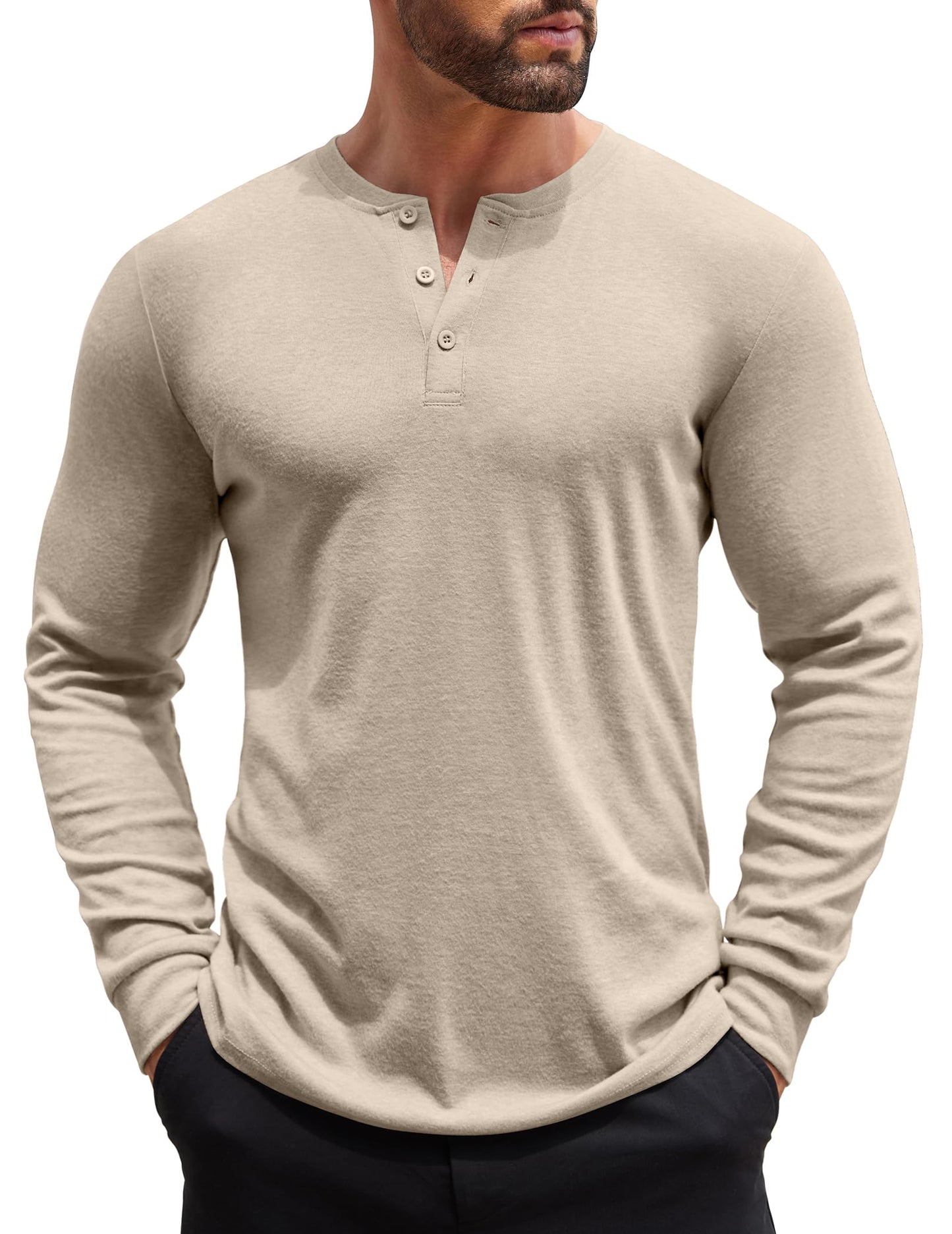 COOFANDY Men's Henley Shirts Long Sleeve Button T-Shirt Lightweight Fashion Casual Pullover Shirt