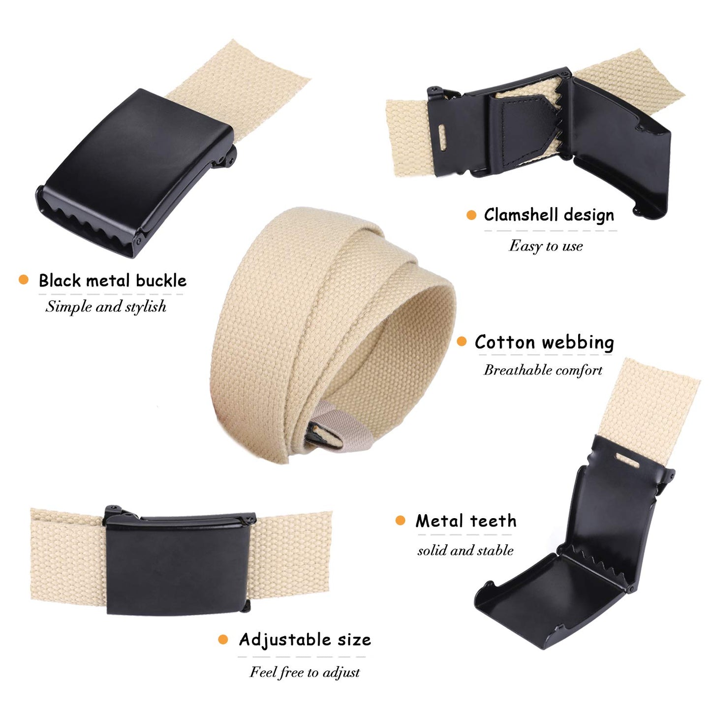 AWAYTR Boys Canvas Web Belts - 2PCS School Uniform Cotton Strap Belt Adjustable in Four Sizes Suitable for Girls