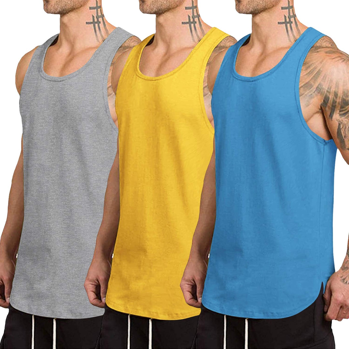 COOFANDY Men's 3 Pack Quick Dry Workout Tank Top Gym Muscle Tee Fitness Bodybuilding Sleeveless T Shirt