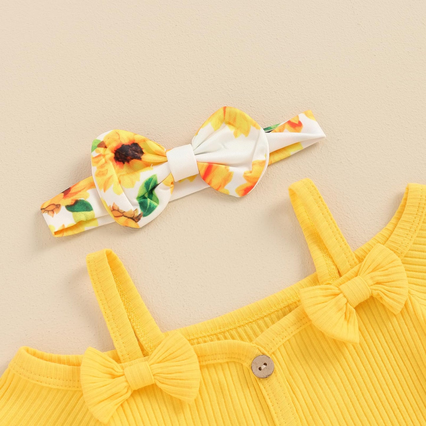 fhutpw Newborn Baby Girl Clothes Infant Rib Frill Long Sleeve Romper Flared Pants Headband Set 3pcs Fall Winter Outfits