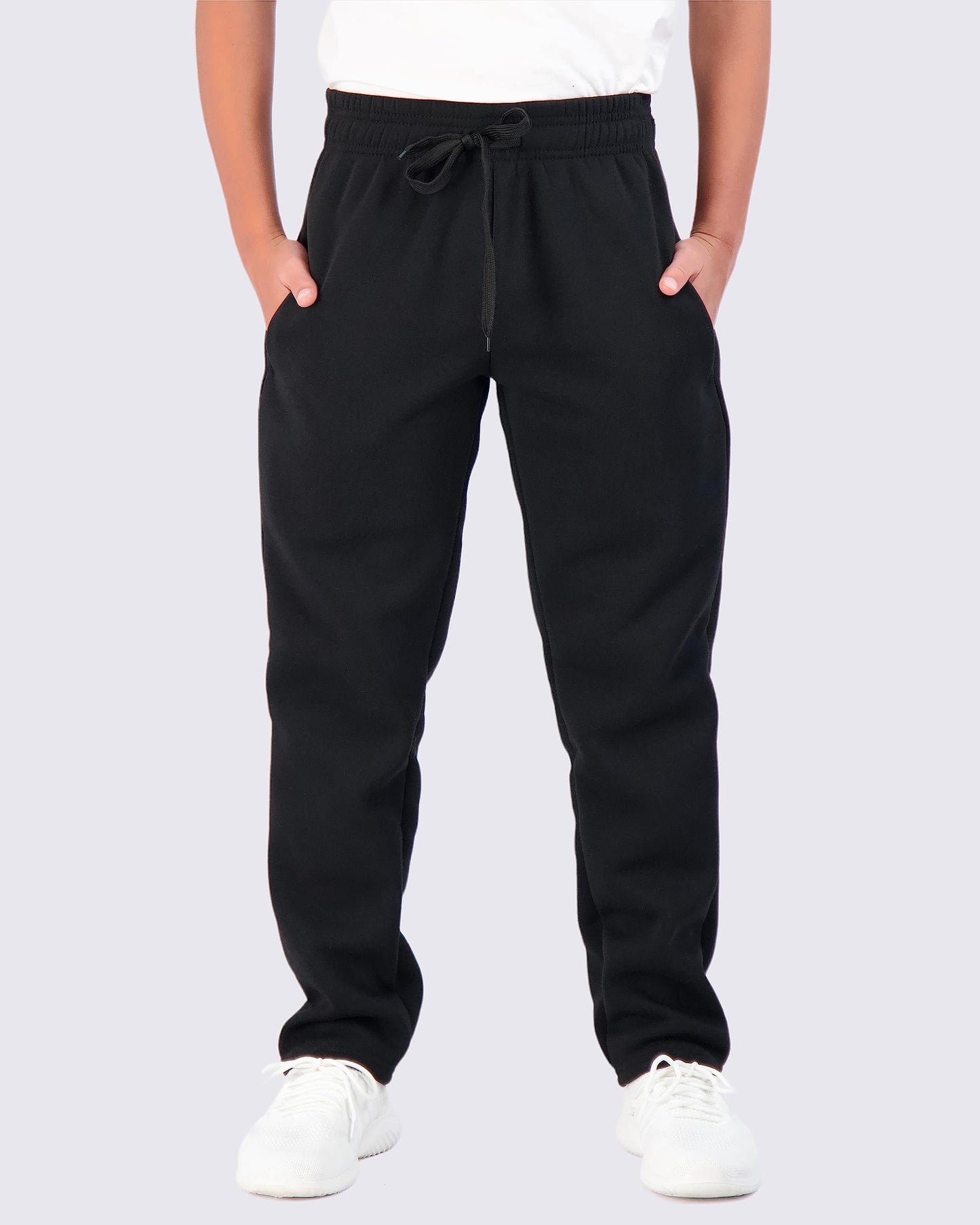 Real Essentials 3 Pack: Boys' Tech Fleece Open Bottom Sweatpants with Pockets