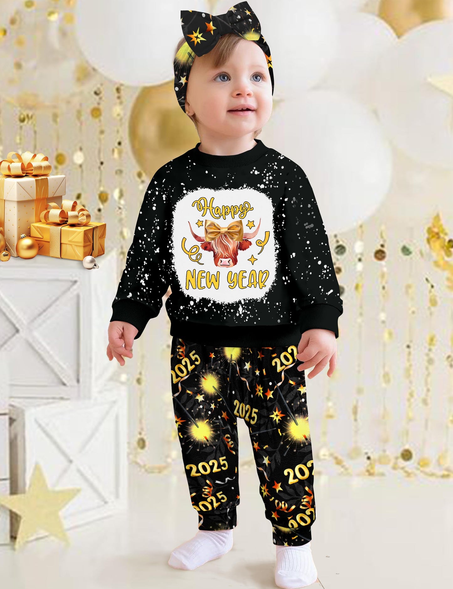 Toddler Girl Clothes Fall Winter Outfits Wild Hair Don't Care Highland Cow Sweatshirt Pants Western Cowgirl Outfit