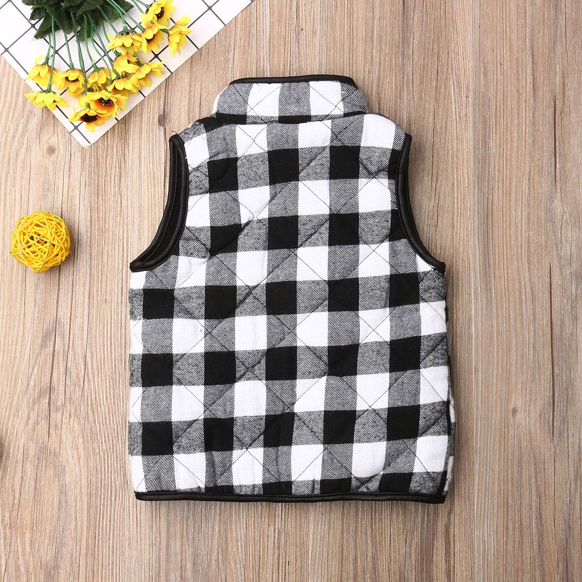 Toddler Baby Girls Boys Winter Warm Vest Clothes Buffalo Plaid Christmas Jacket Kids Puffer Quilted Gilet Coat