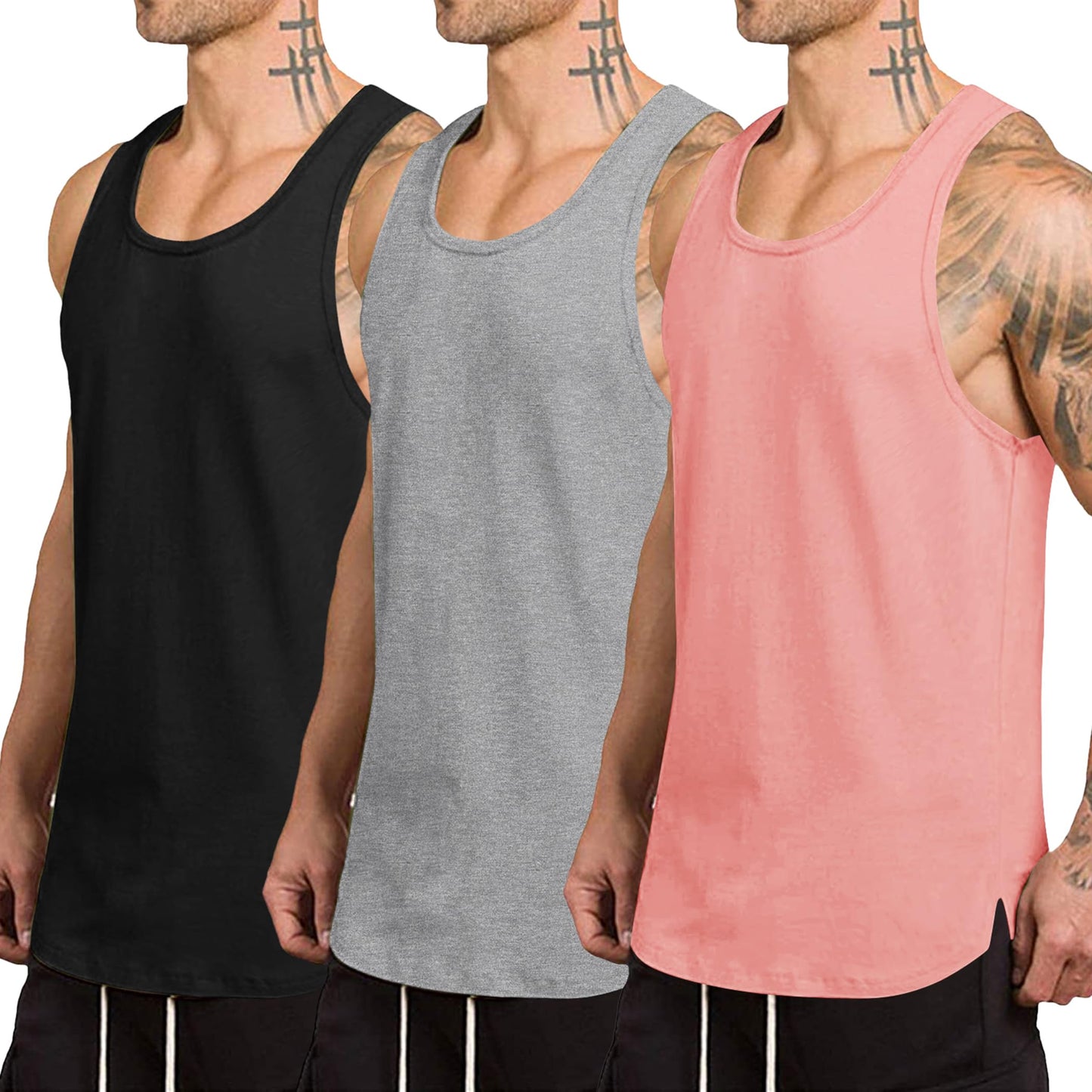 COOFANDY Men's 3 Pack Quick Dry Workout Tank Top Gym Muscle Tee Fitness Bodybuilding Sleeveless T Shirt