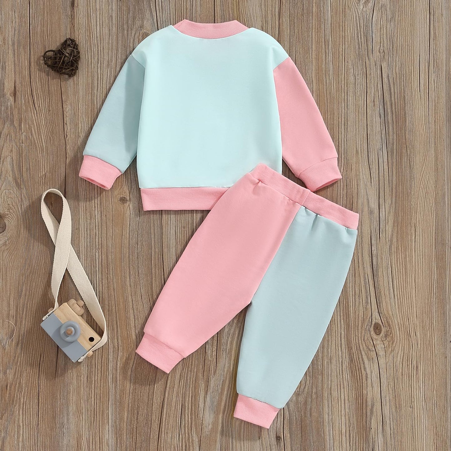 WZTYYDS Toddler Baby Girl Clothes 1T 2T 3T 4T 5T Fall Winter Outfits Contrast Color Long Sleeve Sweatshirt + Pants Sets