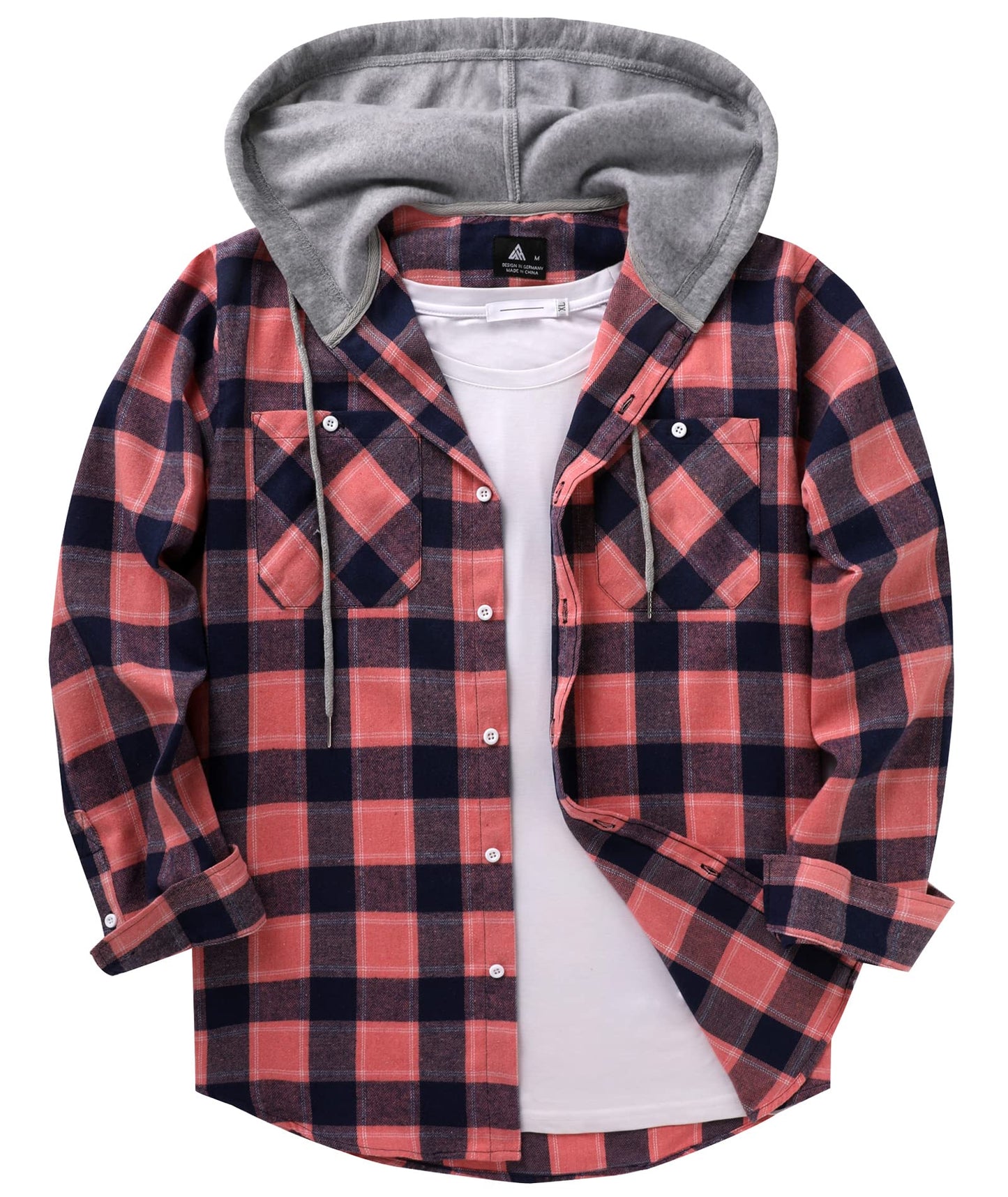 ZITY Men's Flannel Hoodie Shirts Casual Button Down Plaid Shirt Jackets for Men Long Sleeve Stylish Hooded with Pocket