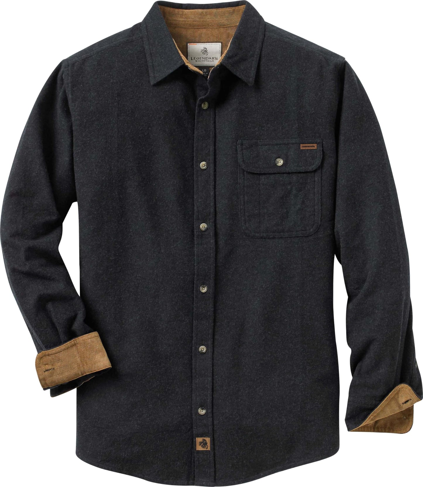 Legendary Whitetails Men's Buck Camp Flannel, Long Sleeve Plaid Button Down Casual Shirt, Corduroy Cuffs