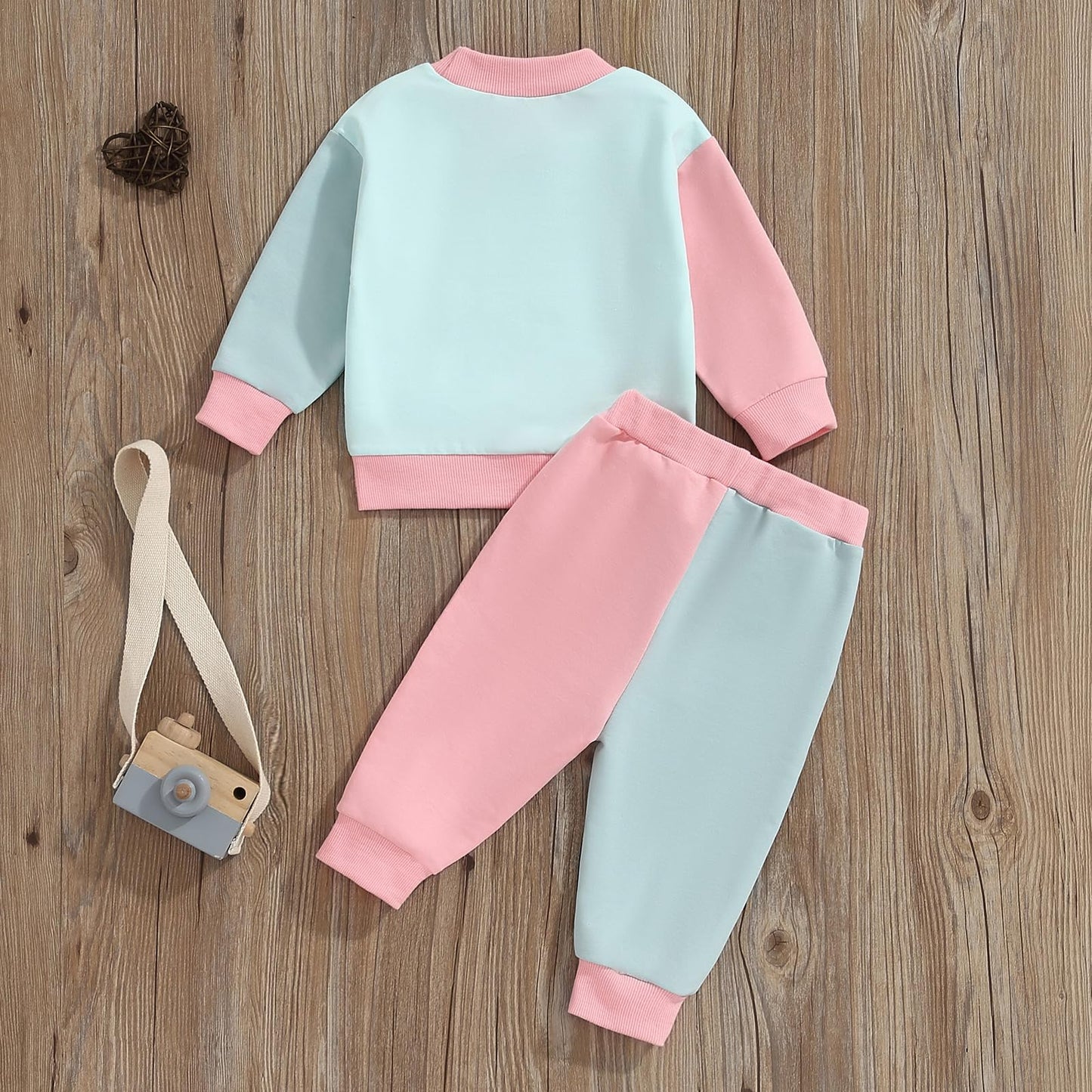 WZTYYDS Toddler Baby Girl Clothes 1T 2T 3T 4T 5T Fall Winter Outfits Contrast Color Long Sleeve Sweatshirt + Pants Sets