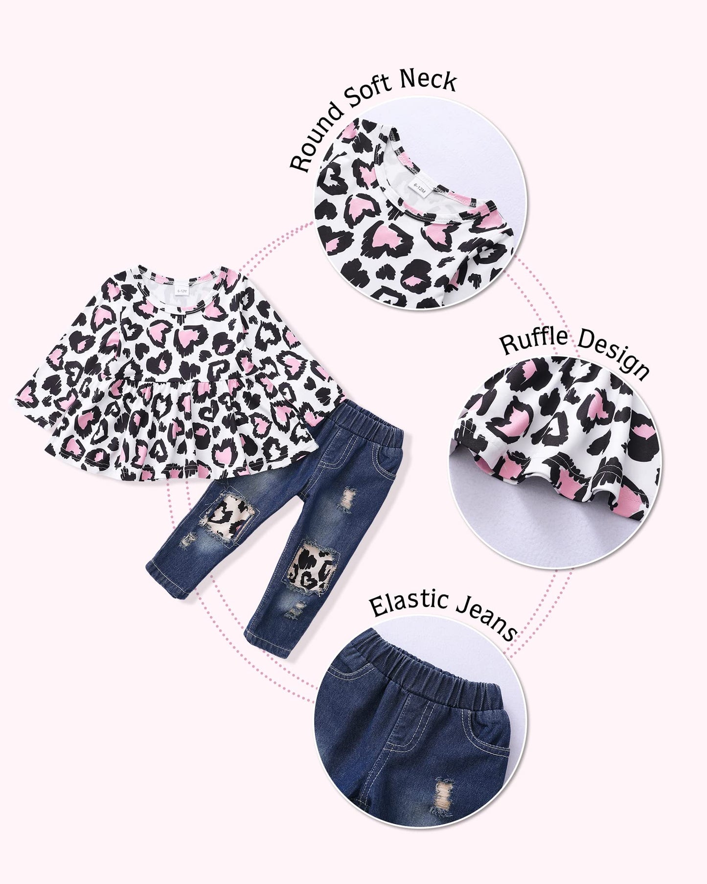 NZRVAWS Baby Girl Clothes Toddler Outfit Infant Shirt Denim Ripped Jeans Pant Set Cothing 6 12 18 24 Months 2 3 4T