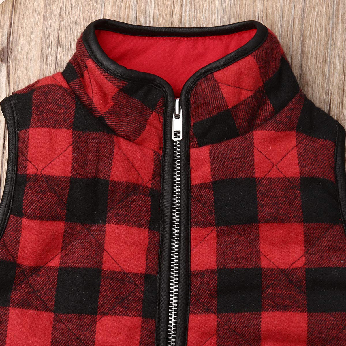 Toddler Baby Girls Boys Winter Warm Vest Clothes Buffalo Plaid Christmas Jacket Kids Puffer Quilted Gilet Coat