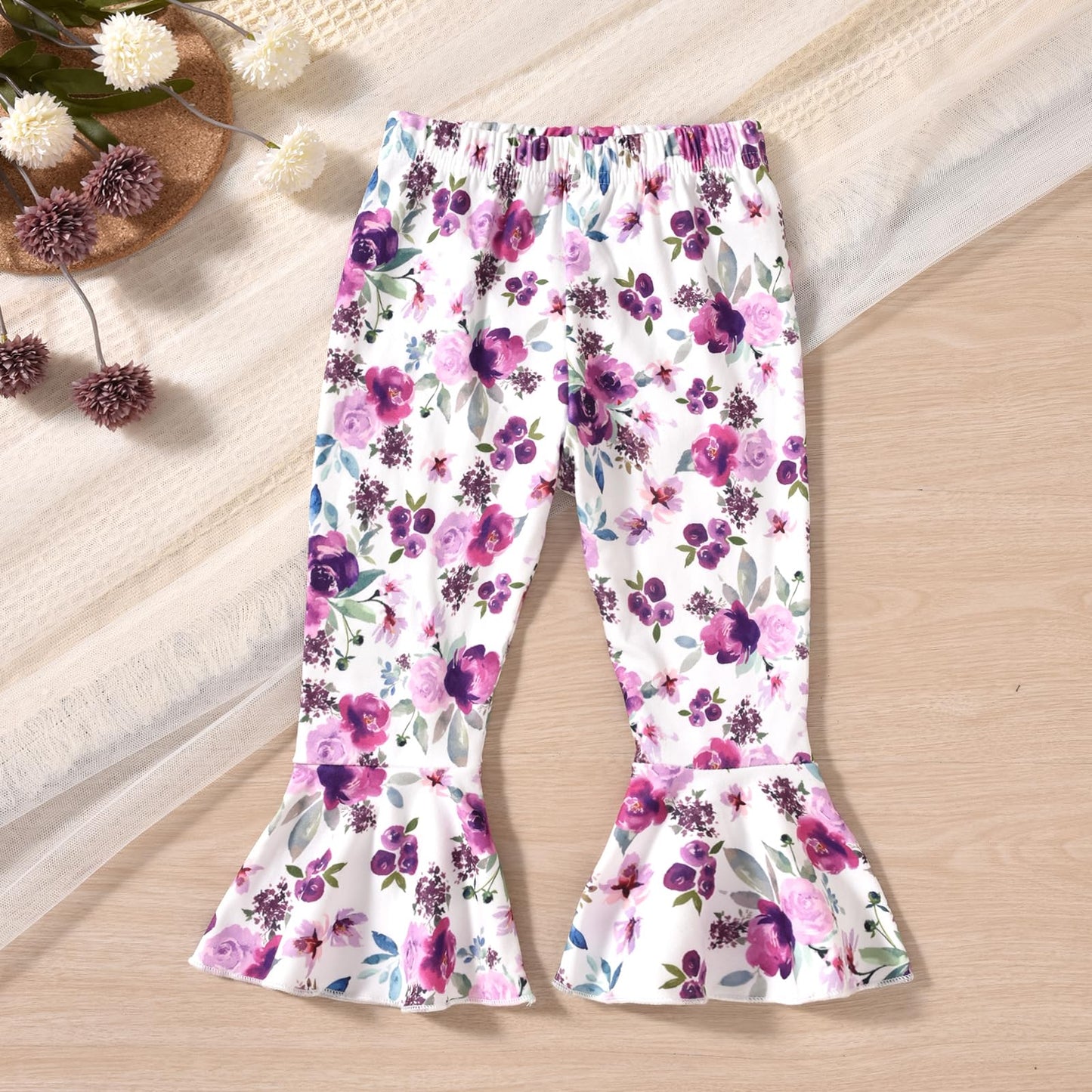 HINTINA Toddler little Girl Bell Bottoms Tunic Floral Outfits Ruffle Long Sleeve Fall Winter Clothes Set