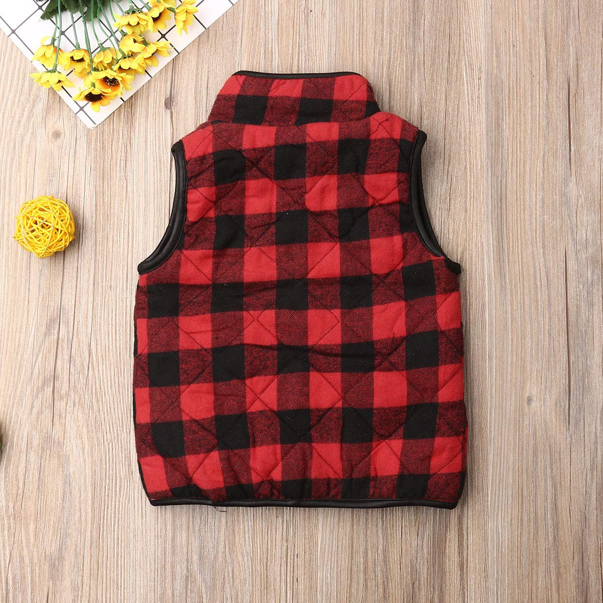 Toddler Baby Girls Boys Winter Warm Vest Clothes Buffalo Plaid Christmas Jacket Kids Puffer Quilted Gilet Coat