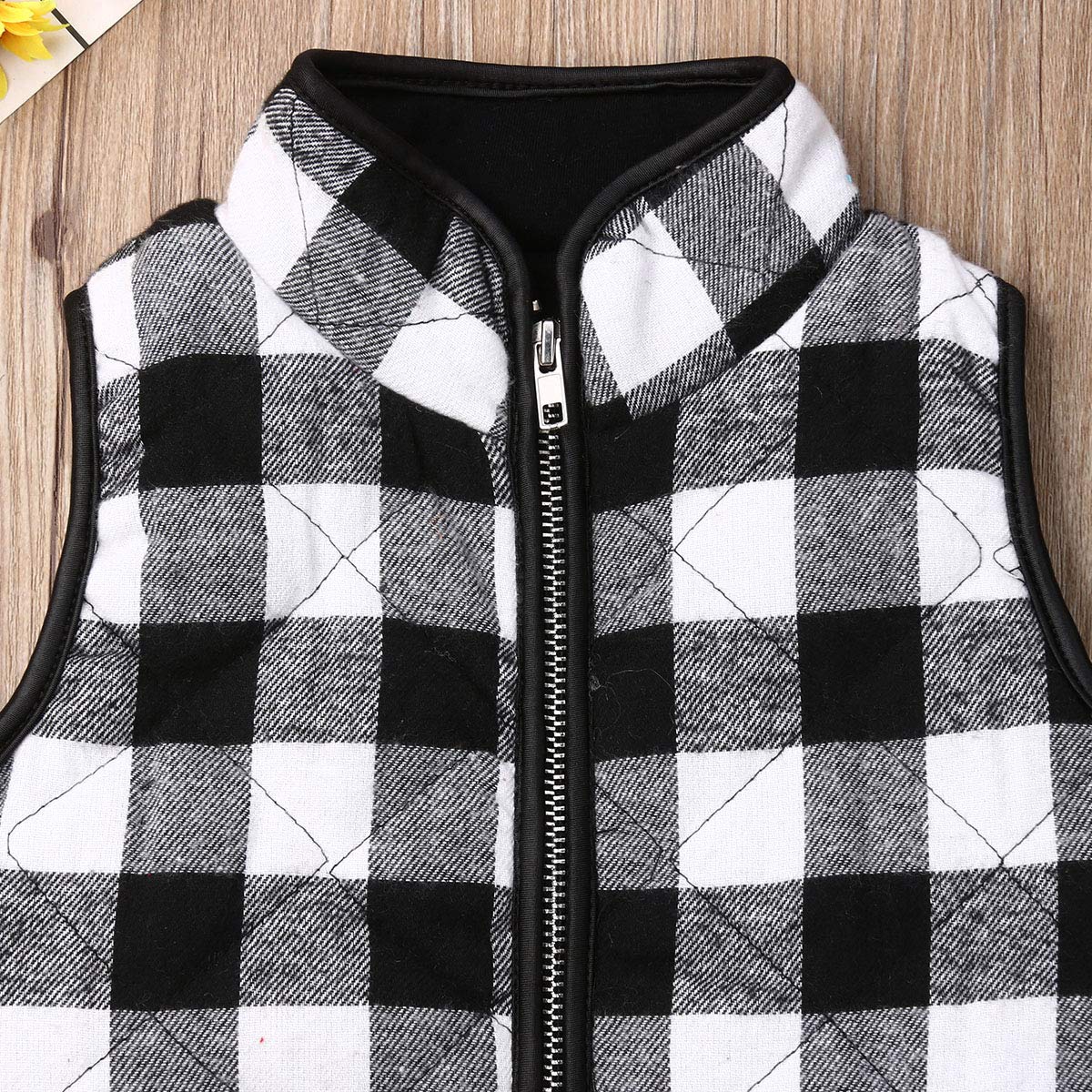 Toddler Baby Girls Boys Winter Warm Vest Clothes Buffalo Plaid Christmas Jacket Kids Puffer Quilted Gilet Coat