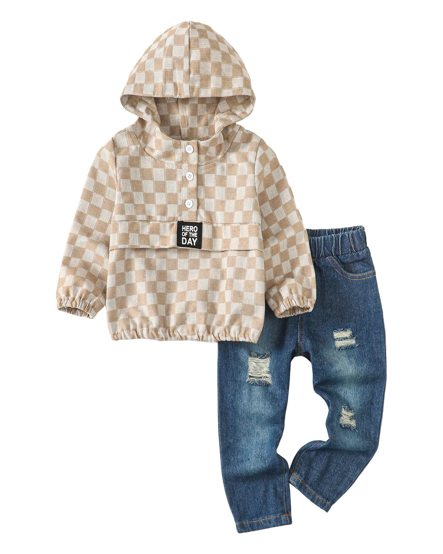 Toddler Boy Clothes Baby Boy Outfit Letter Prints Hoodies Top Ripped Jeans Cute Boys Clothing Set Fall Winter