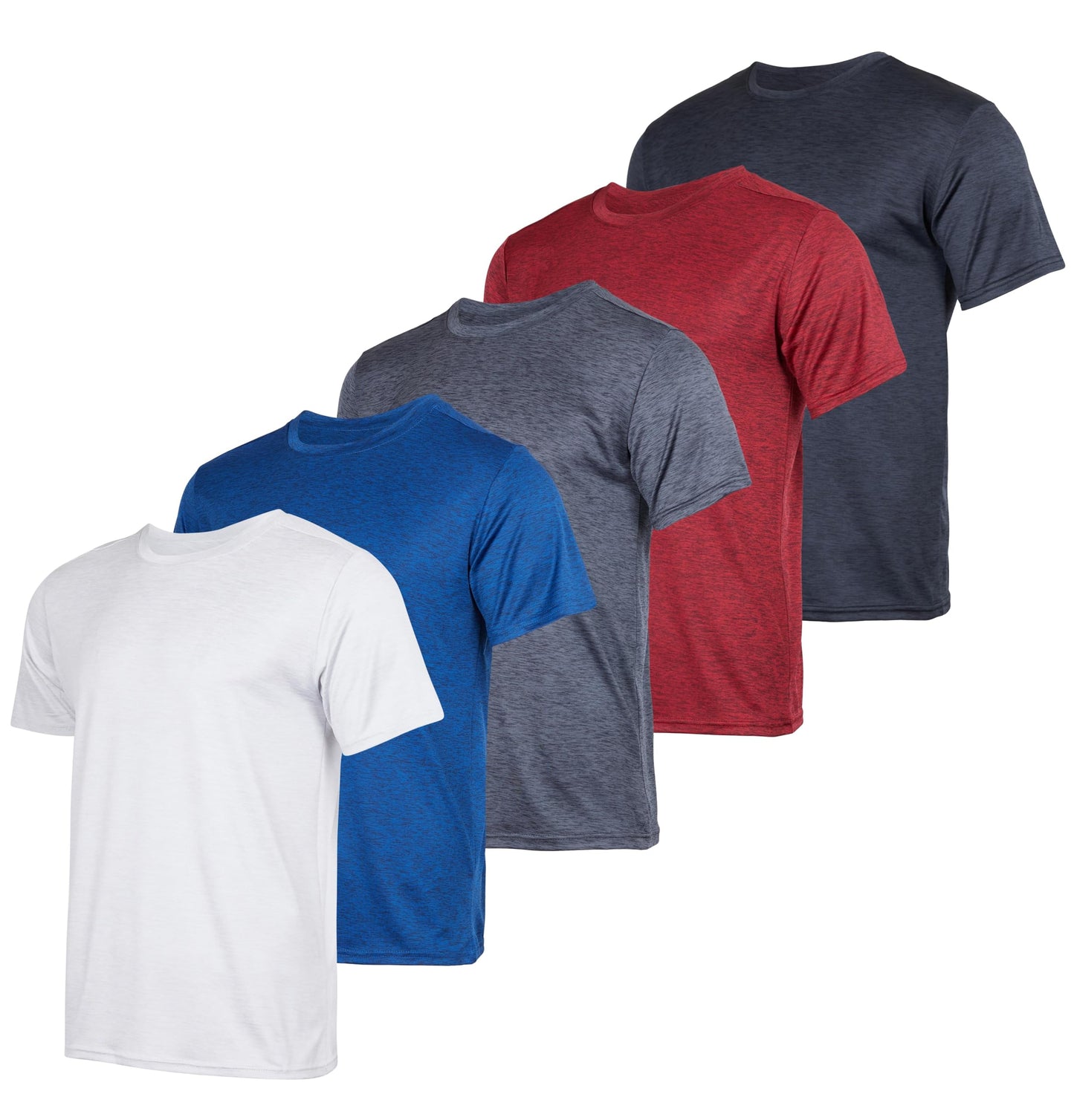 Real Essentials 5 Pack: Youth Dry-Fit Wicking Active Athletic Performance Short Sleeve T-Shirt Boys & Girls Shirts