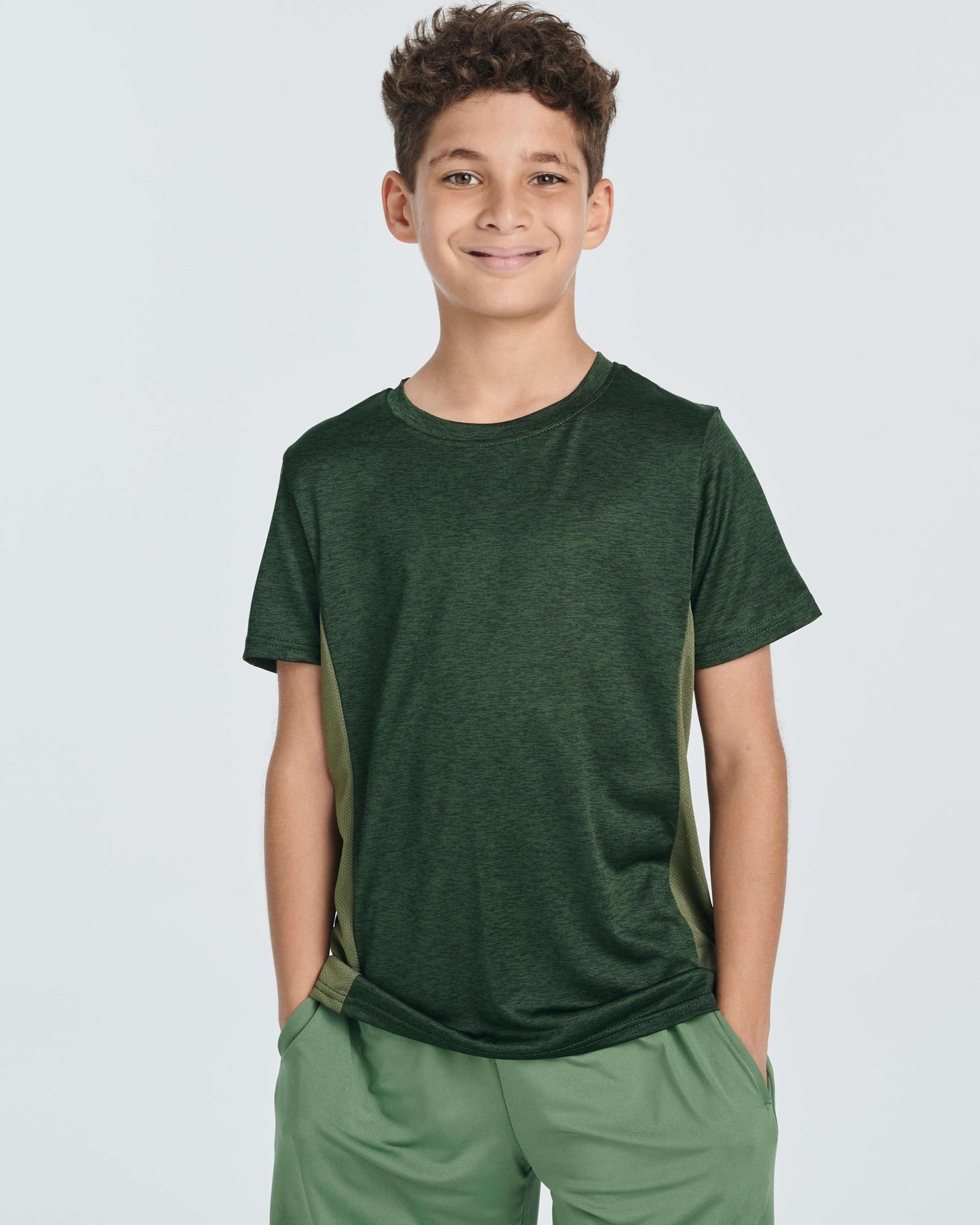 Real Essentials 5 Pack: Youth Dry-Fit Wicking Active Athletic Performance Short Sleeve T-Shirt Boys & Girls Shirts