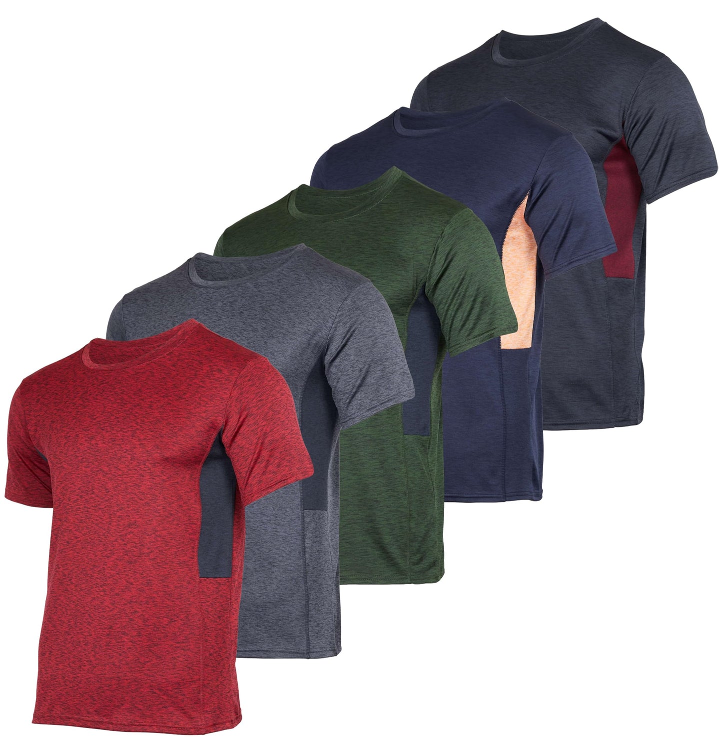 Real Essentials 5 Pack: Youth Dry-Fit Wicking Active Athletic Performance Short Sleeve T-Shirt Boys & Girls Shirts