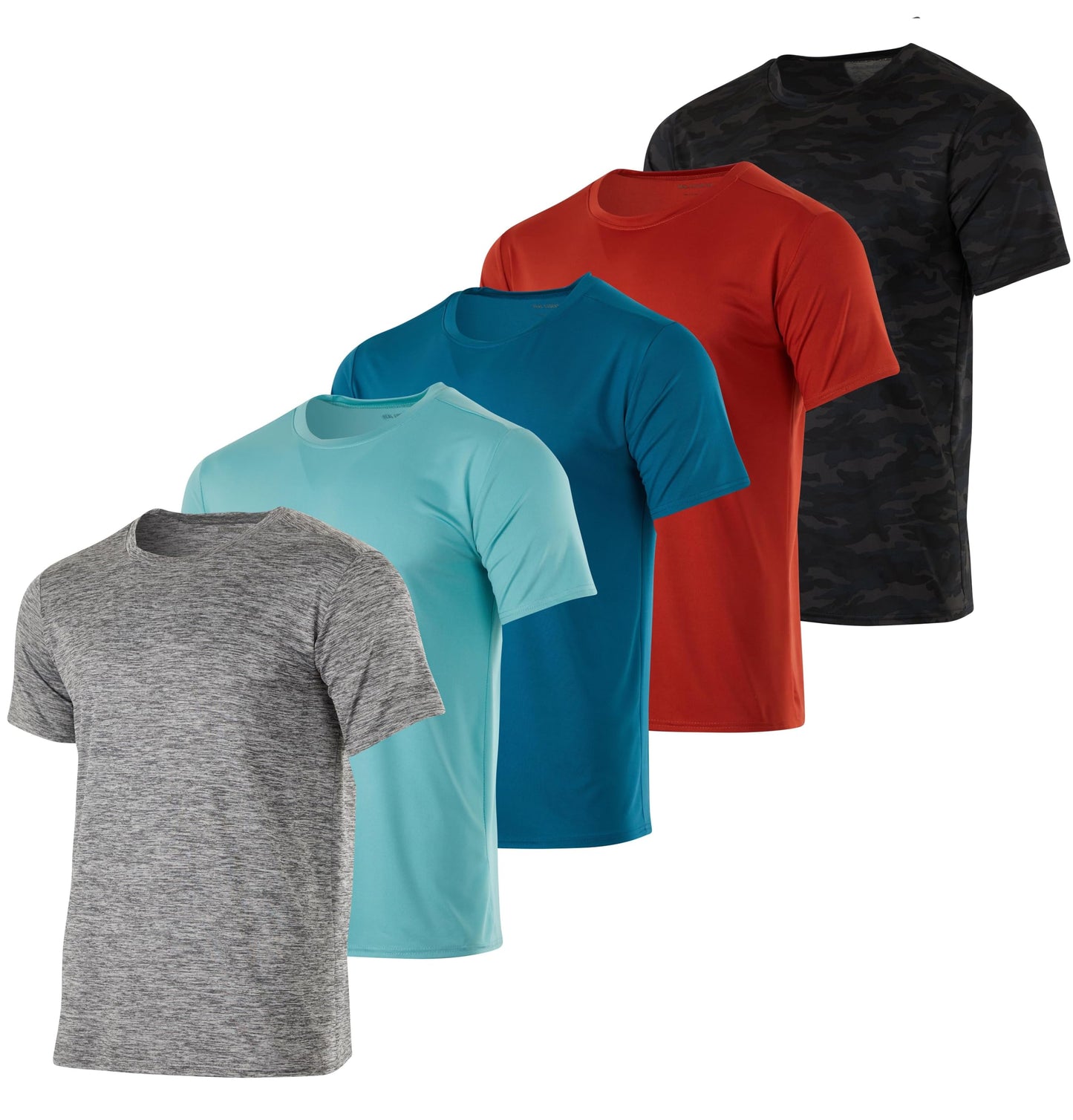 Real Essentials 5 Pack: Youth Dry-Fit Wicking Active Athletic Performance Short Sleeve T-Shirt Boys & Girls Shirts