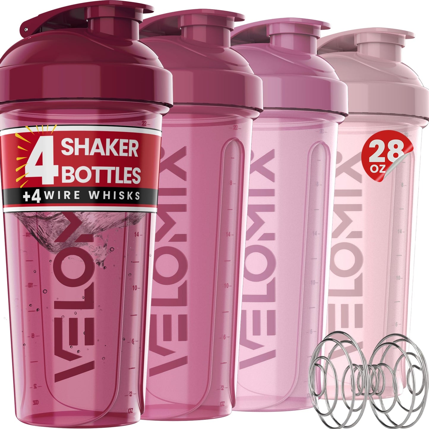 -4 PACK- 20 OZ Protein Shaker Bottles for Protein Mixes, Shaker Cups for Protein Shakes, Small Shaker Bottle Pack, Shaker Cup, Shakers for protein Shakes (Berry Blend-4 Pack)