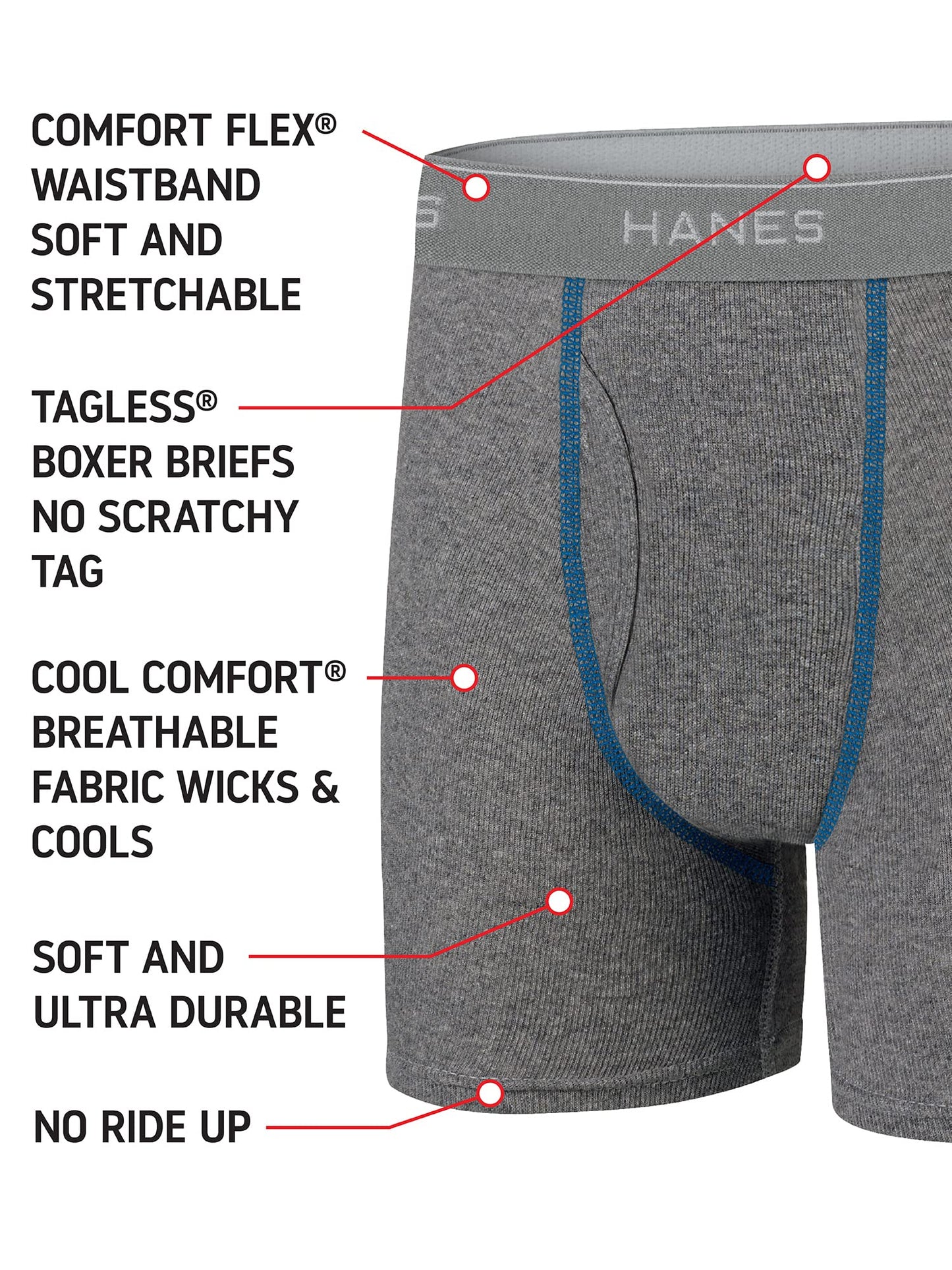 Hanes Boys' and Toddler Comfort Flex and ComfortSoft Boxer Briefs, Multipack