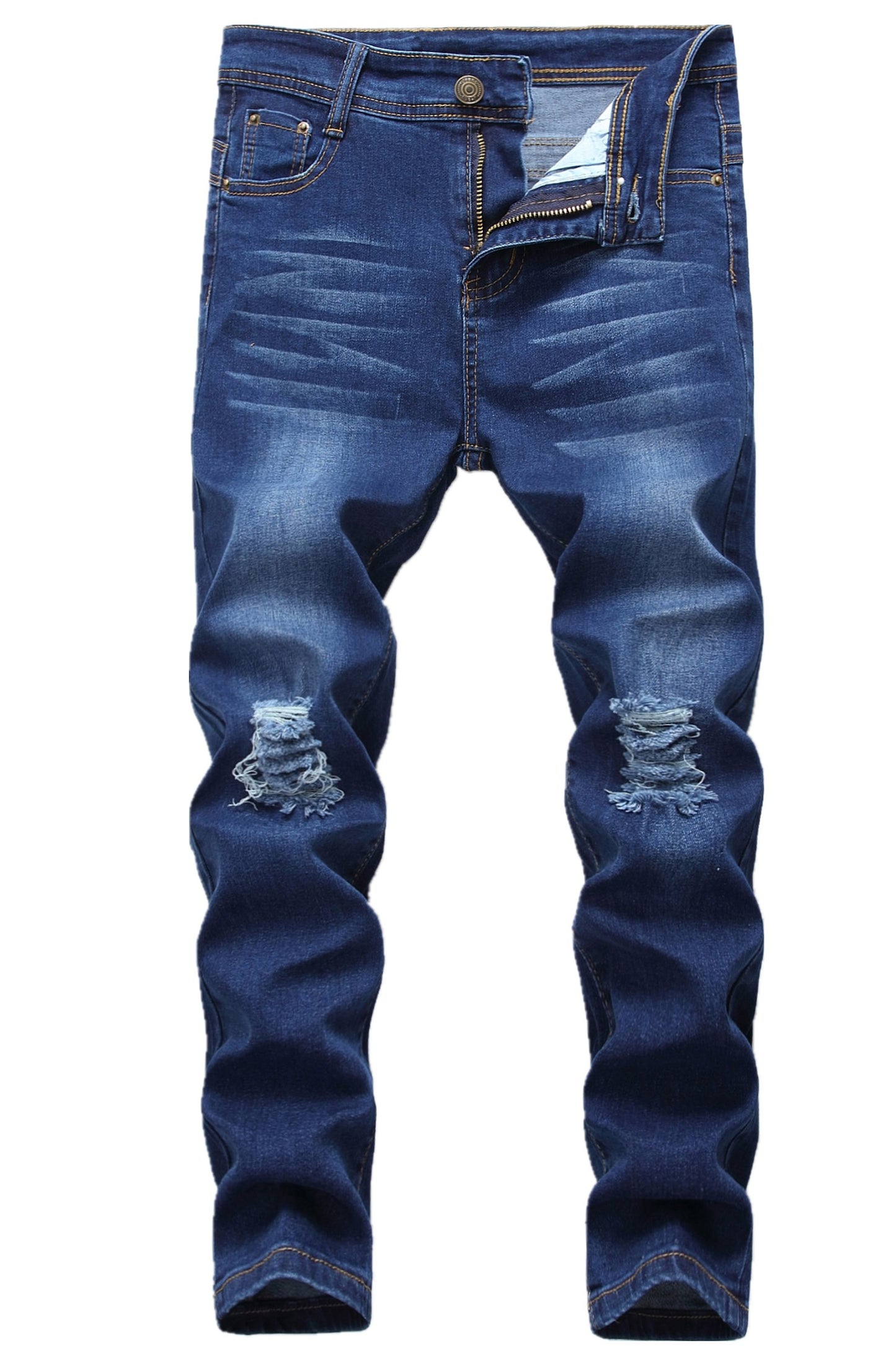 Boy's Skinny Fit Ripped Destroyed Distressed Stretch Slim Jeans Pants