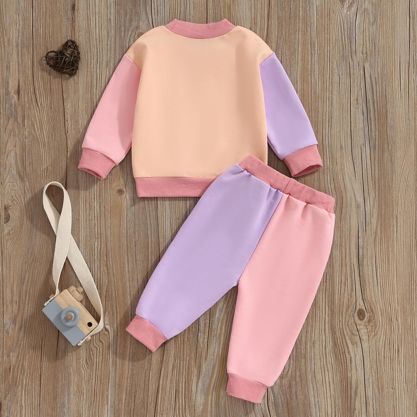 WZTYYDS Toddler Baby Girl Clothes 1T 2T 3T 4T 5T Fall Winter Outfits Contrast Color Long Sleeve Sweatshirt + Pants Sets