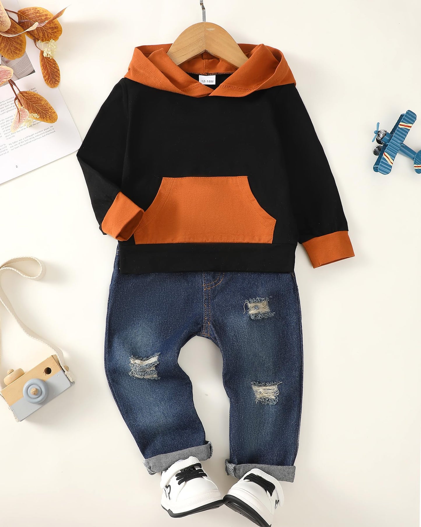 Toddler Boy Clothes Baby Boy Outfit Letter Prints Hoodies Top Ripped Jeans Cute Boys Clothing Set Fall Winter