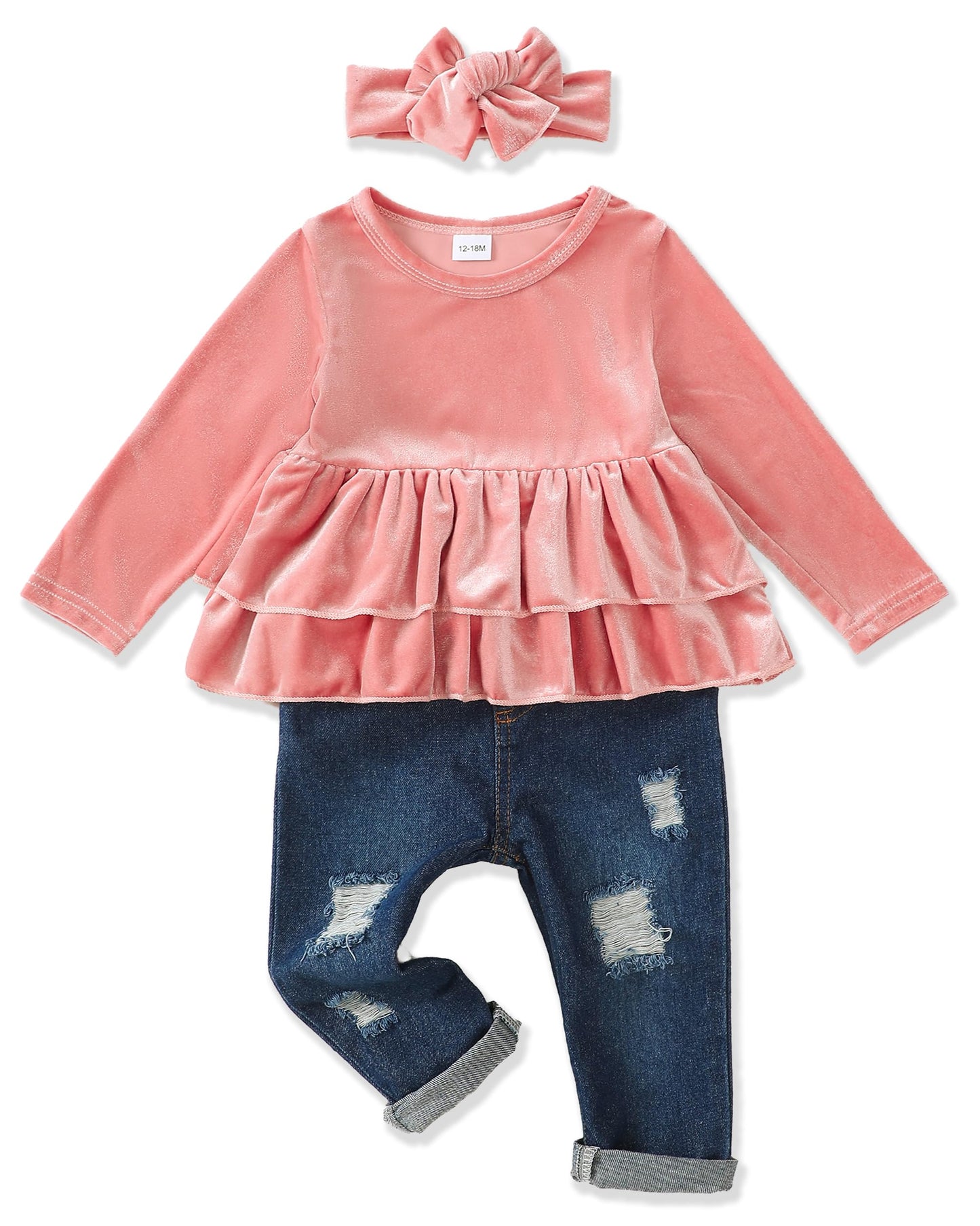 Renotemy Baby Girl Clothes Toddler Girl Clothes Outfits Infant Clothing Jeans Pants Set Cute Clothes Set for Girls