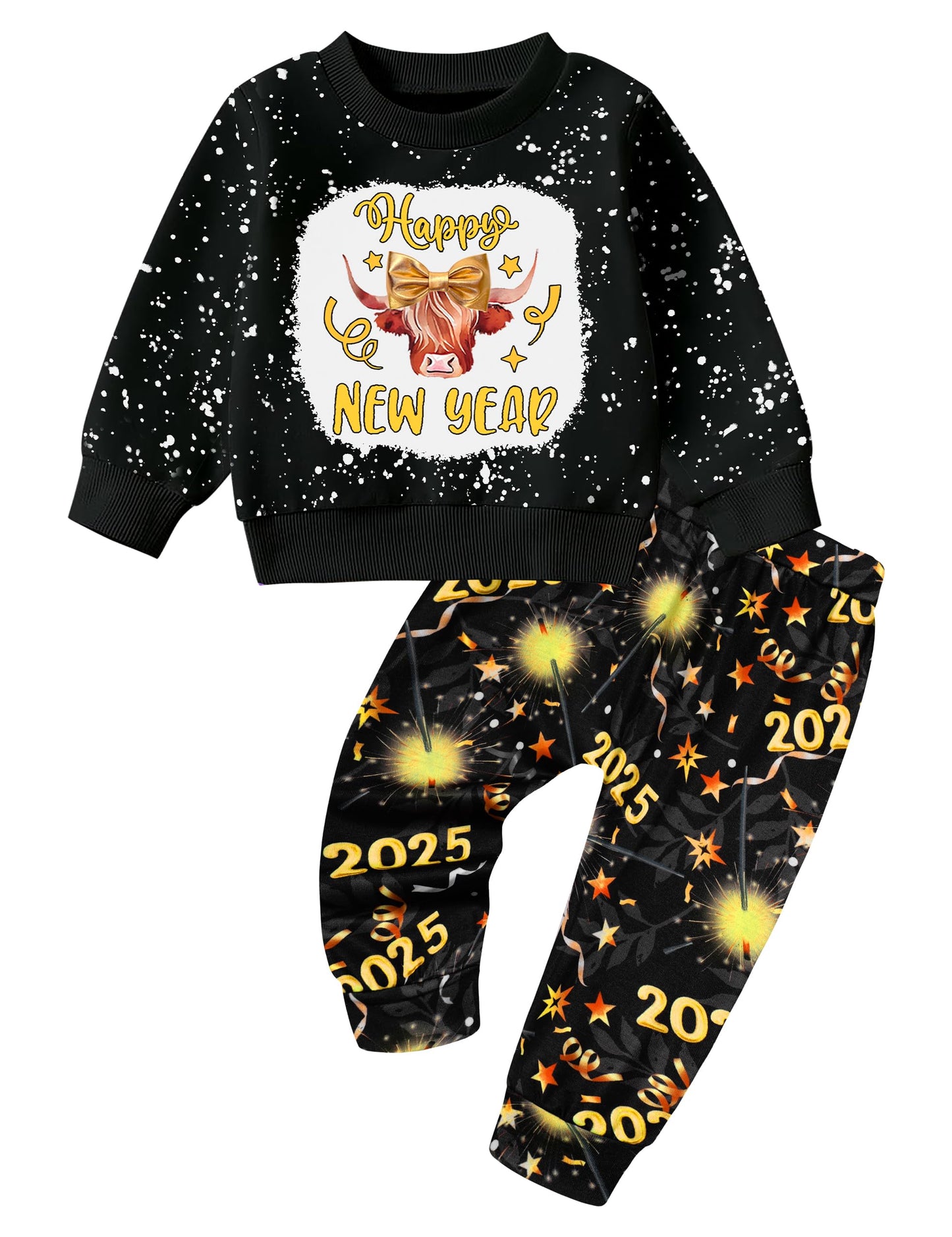 Toddler Girl Clothes Fall Winter Outfits Wild Hair Don't Care Highland Cow Sweatshirt Pants Western Cowgirl Outfit