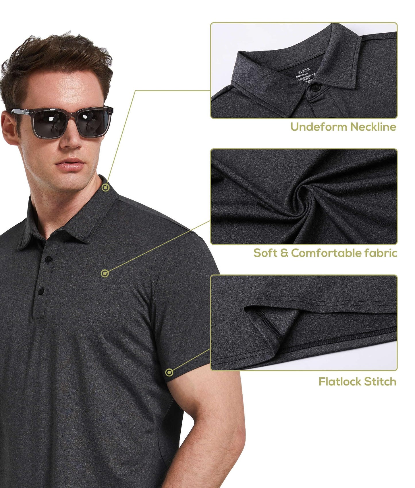 TELALEO 4/5 Pack Mens Polo Shirts Quick Dry Short Sleeve Golf T Shirt Performance Moisture Wicking Casual Workout