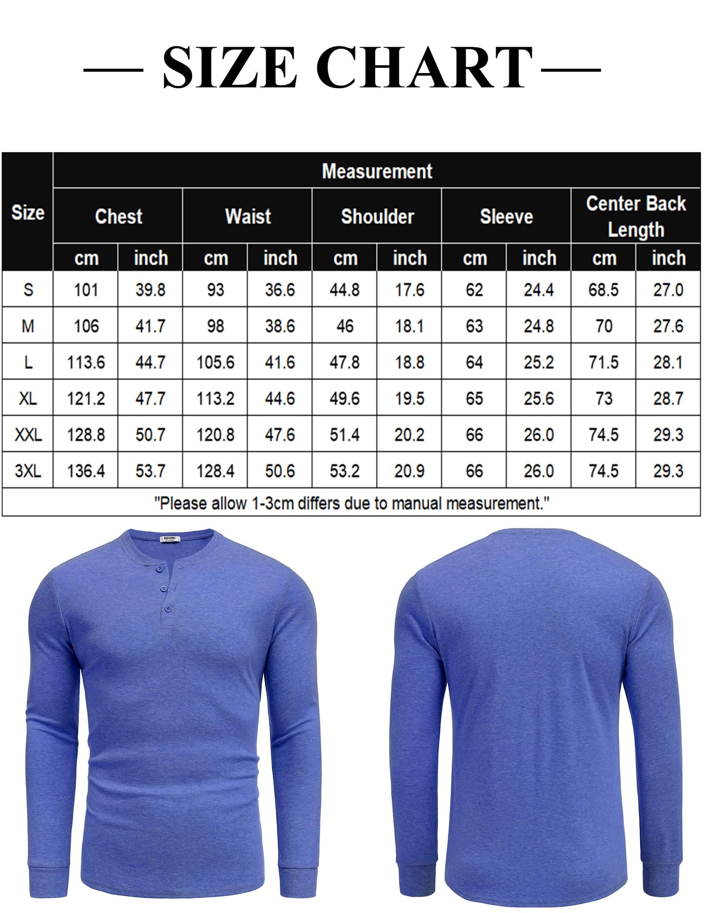 COOFANDY Men's Henley Shirts Long Sleeve Button T-Shirt Lightweight Fashion Casual Pullover Shirt