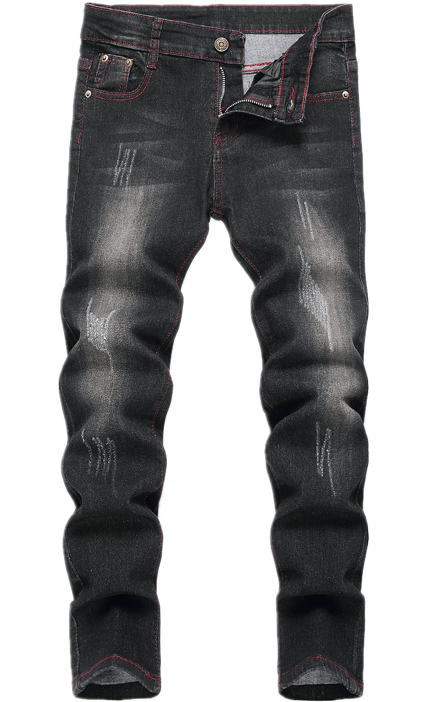 Boy's Skinny Fit Ripped Destroyed Distressed Stretch Slim Jeans Pants